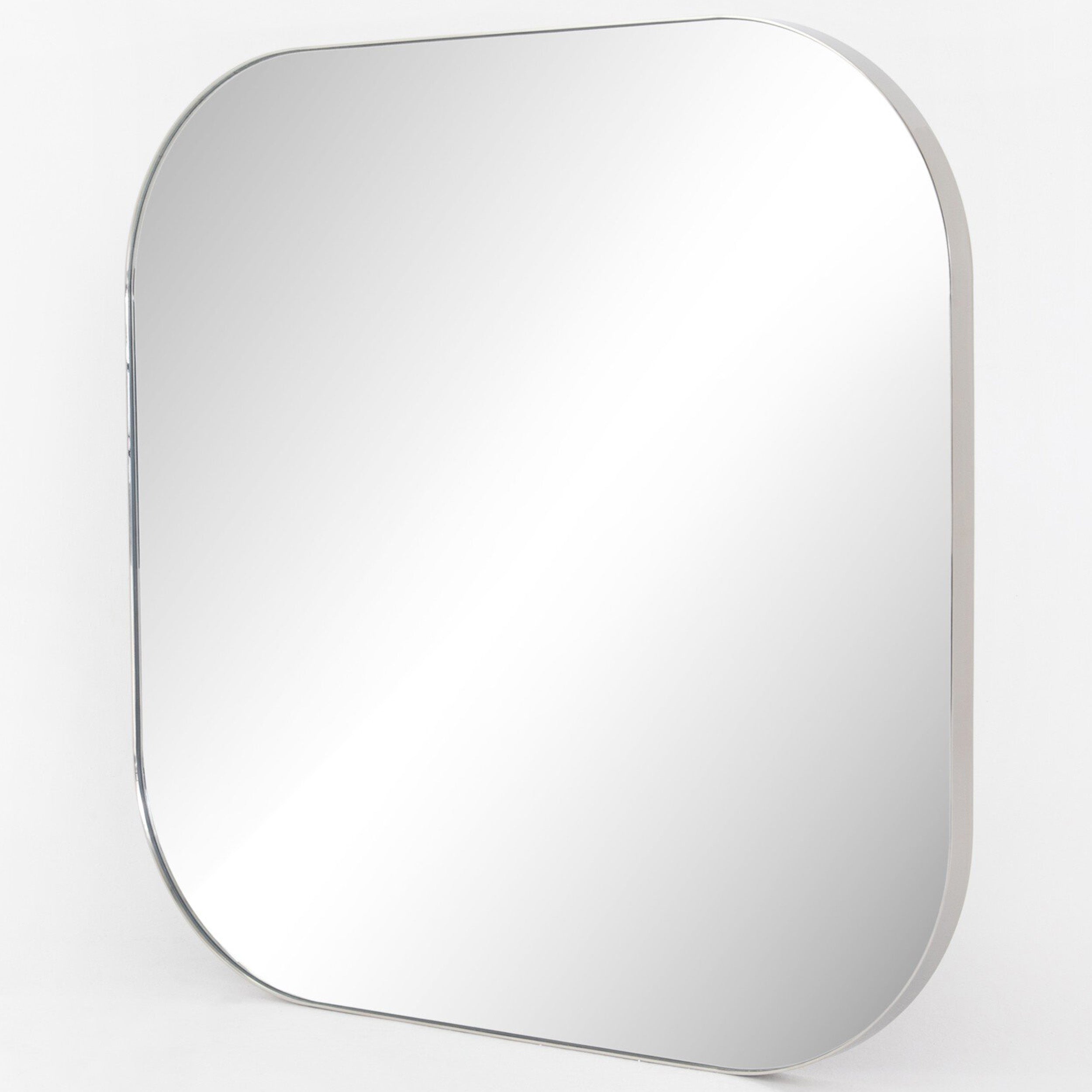 Bellvue Square Mirror, Shiny Steel