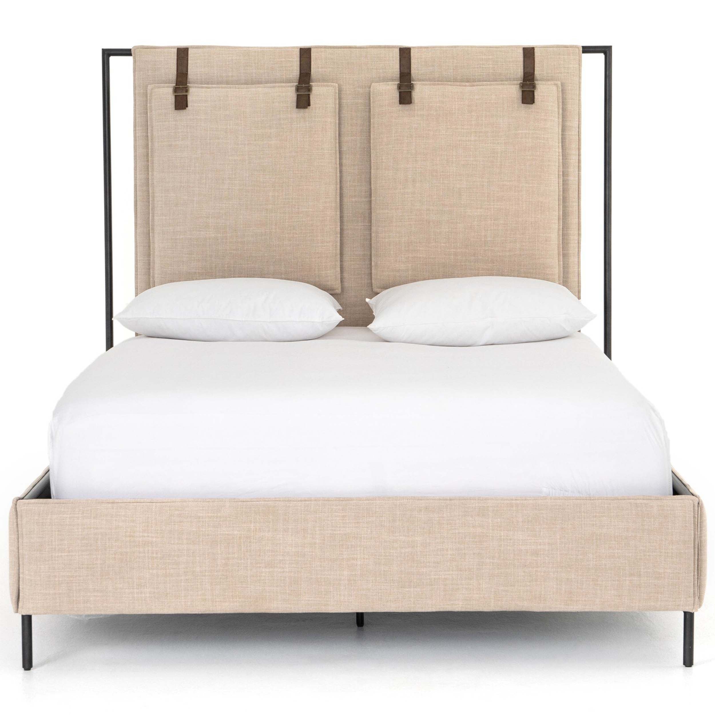 Leigh Upholstered Bed, Palm Ecru