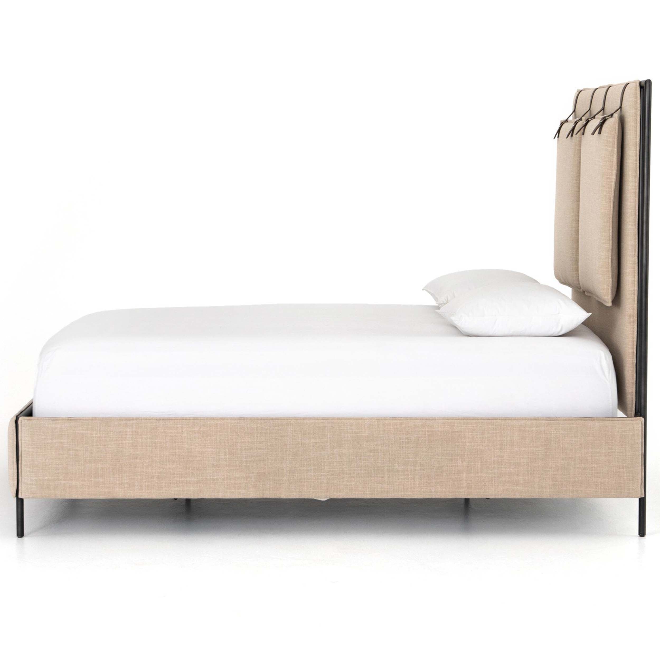 Leigh Upholstered Bed, Palm Ecru