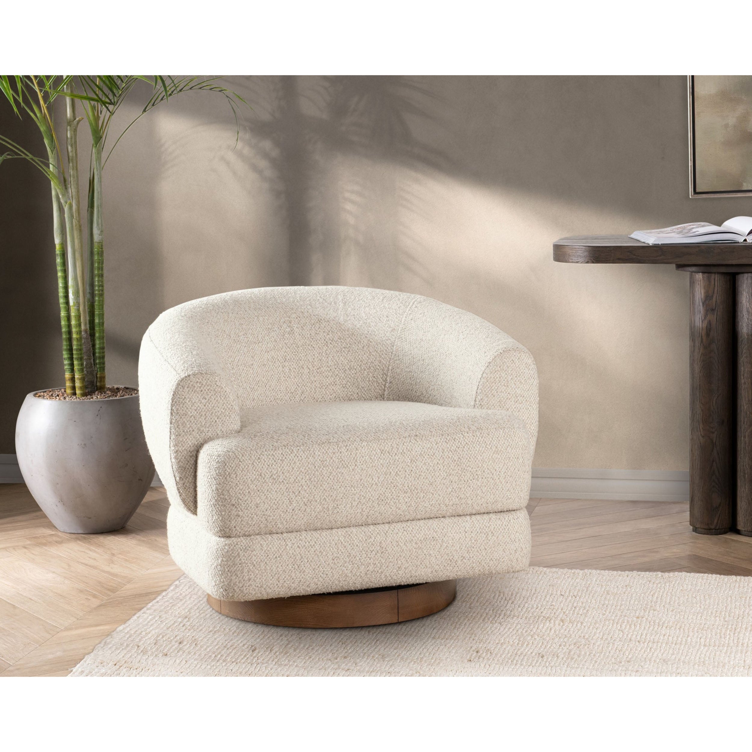 Chassia Swivel Chair, Dusty Beige