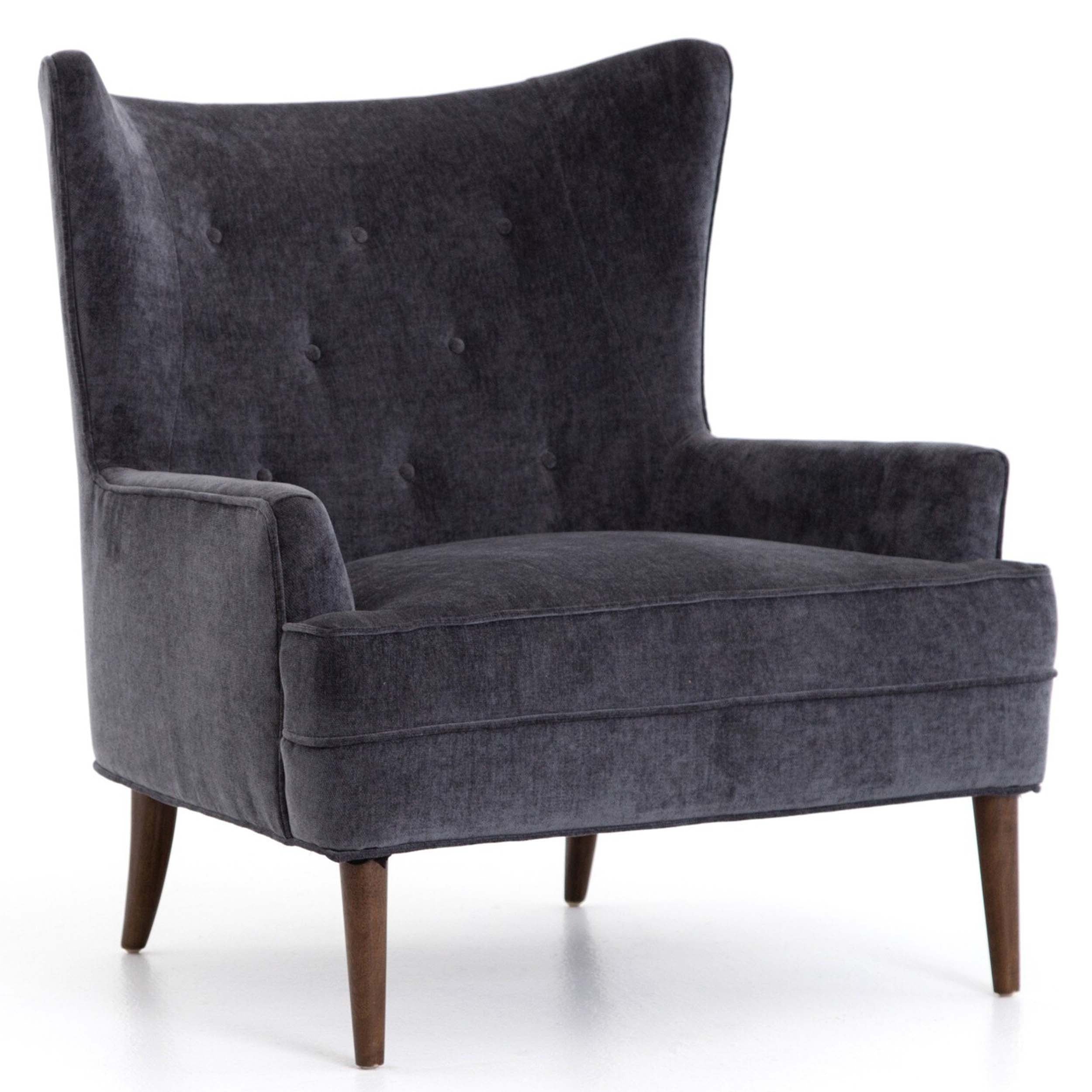 Clermont Chair, Charcoal Worn Velvet