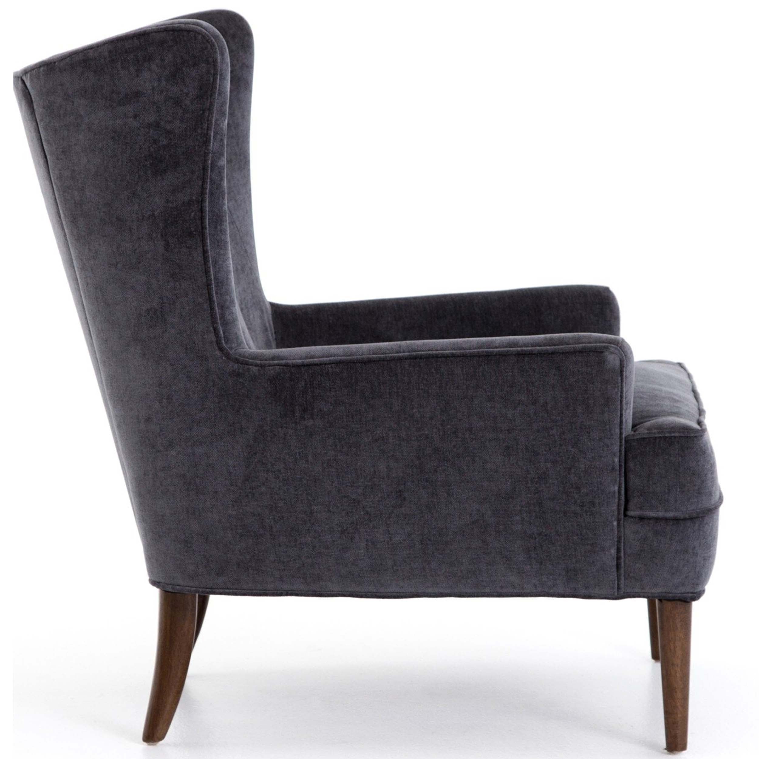 Clermont Chair, Charcoal Worn Velvet