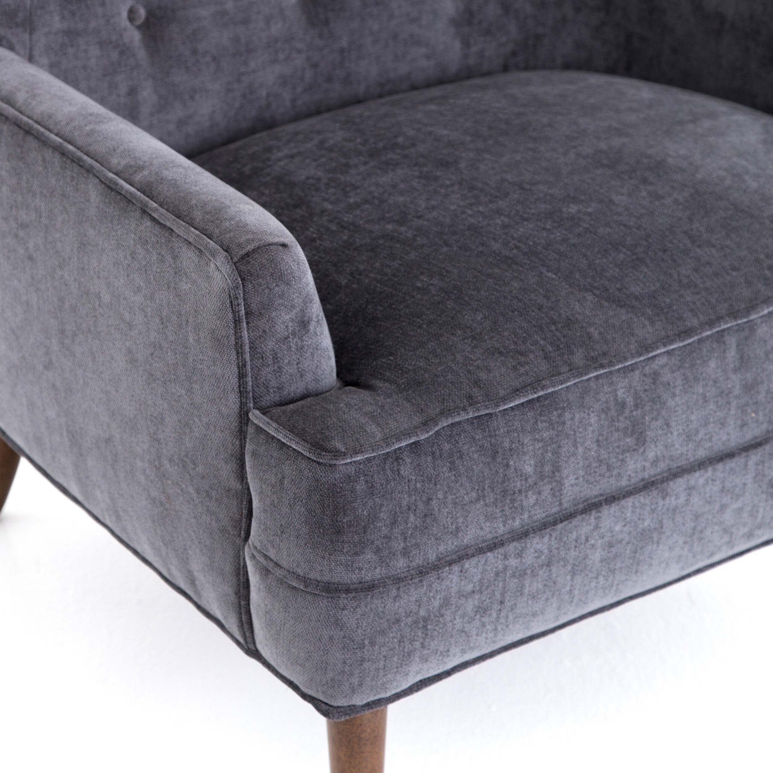 Clermont Chair, Charcoal Worn Velvet