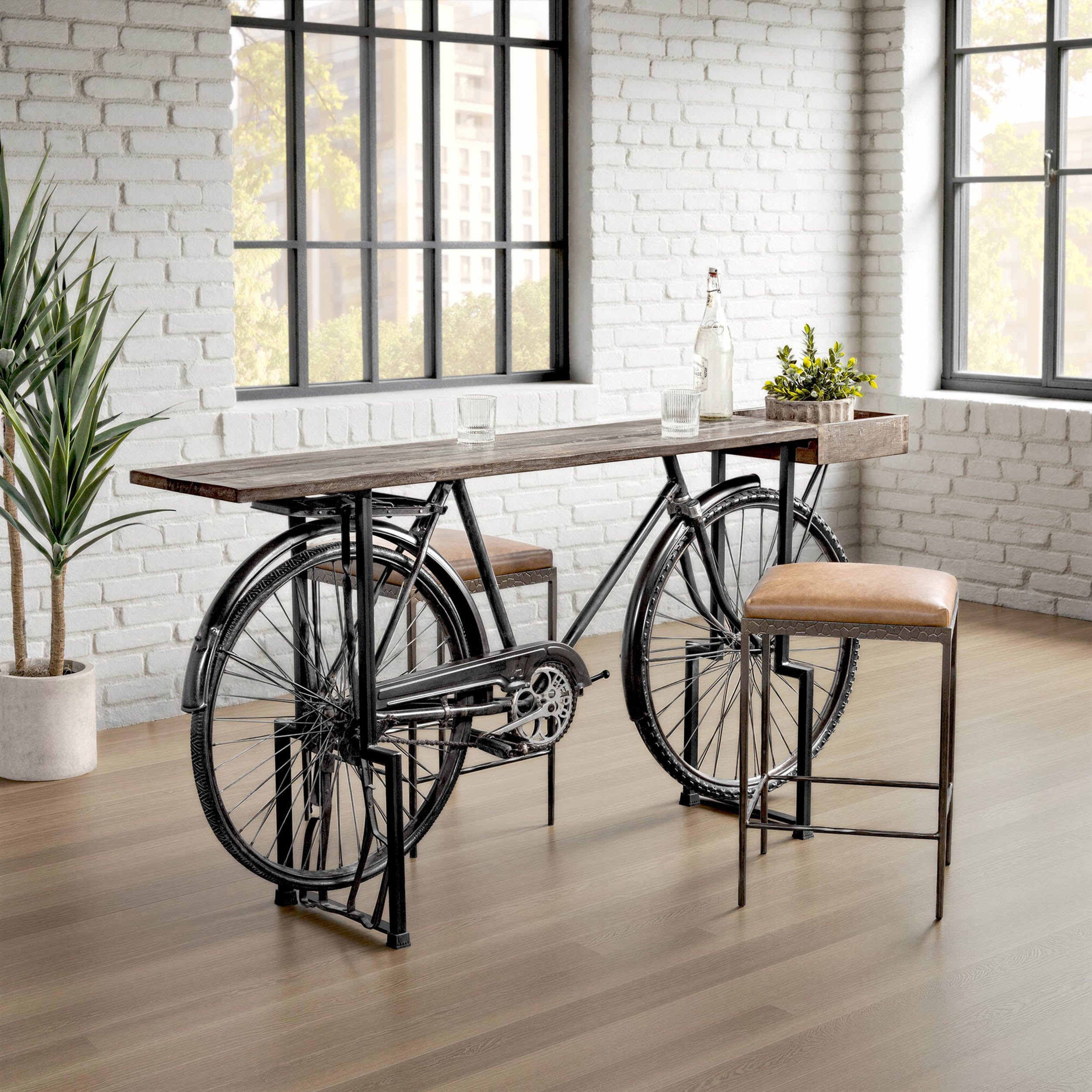 Cycle Reclaimed Wood Counter Table, Limewash Myst