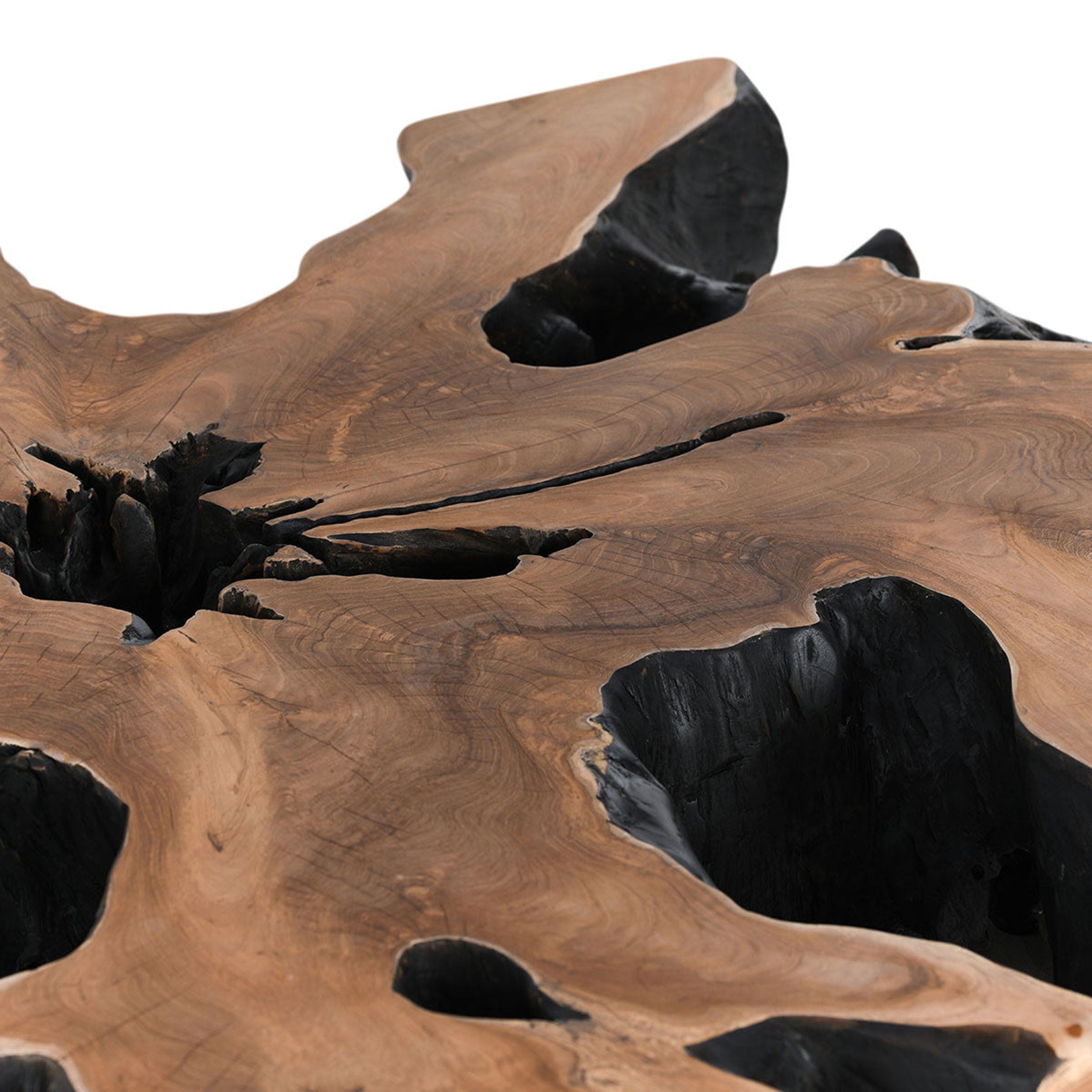 Cypress Square Teak Root Coffee Table, Black/Brown