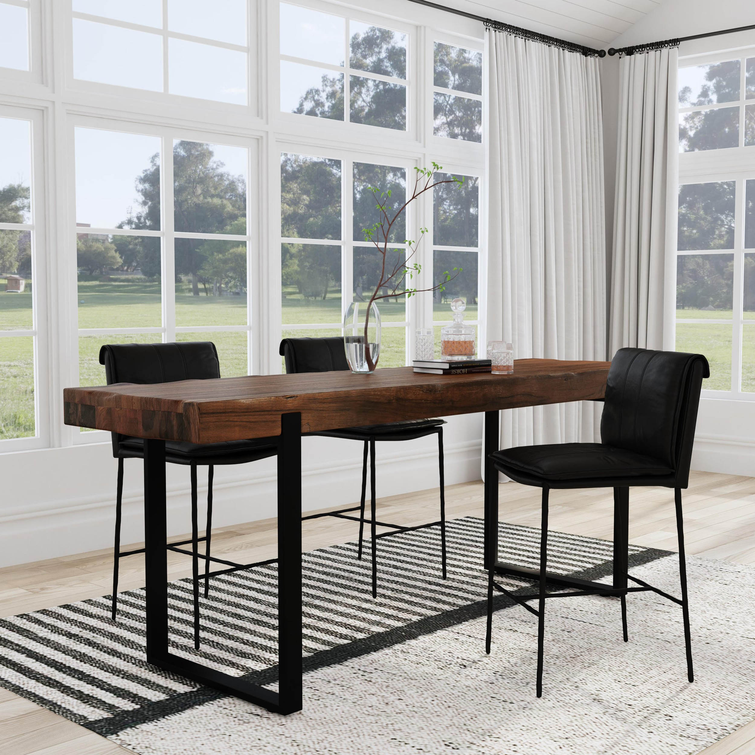 Duarte Solid Wood Gathering Table, Rustic Brown