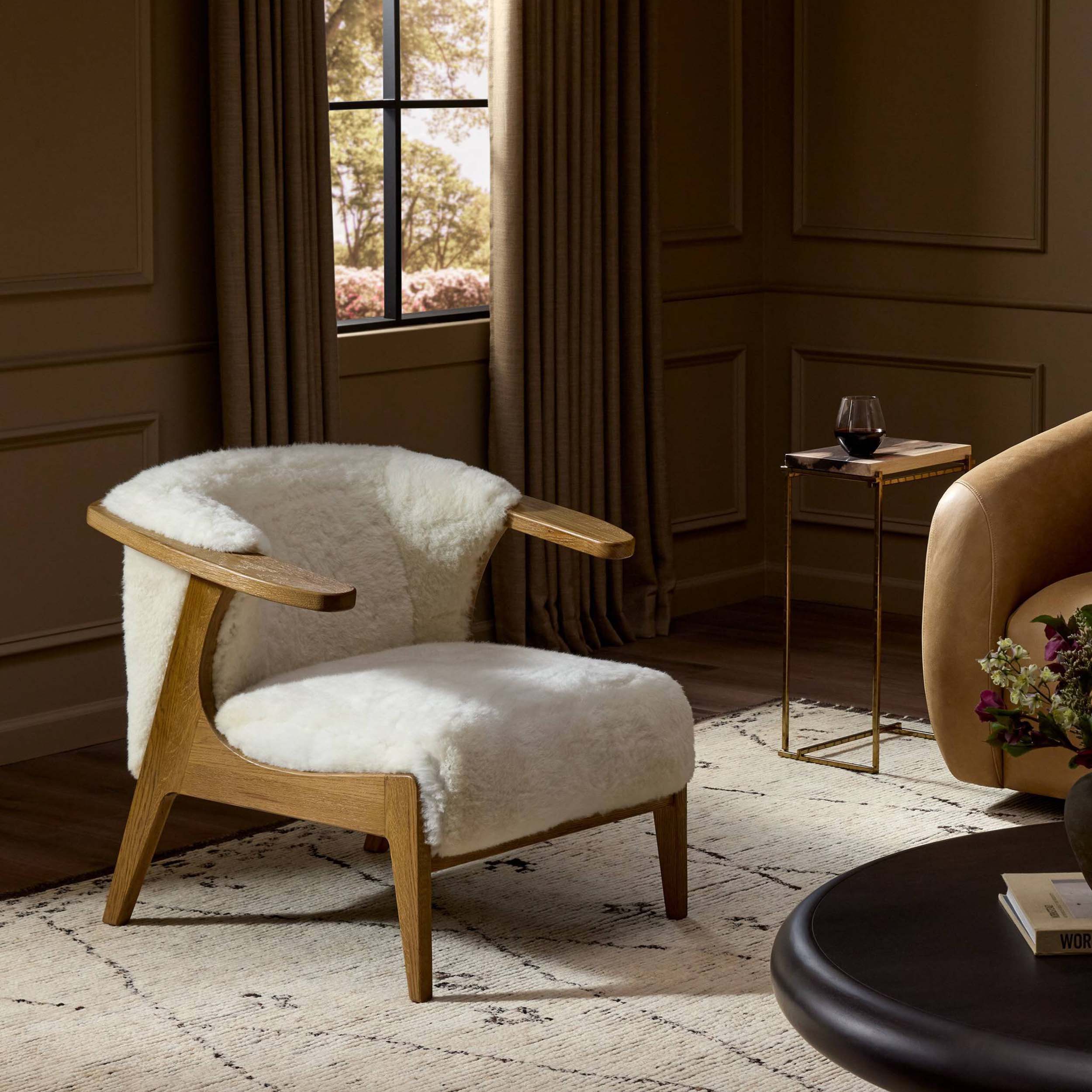 Fabian Chair, Cream Shearling