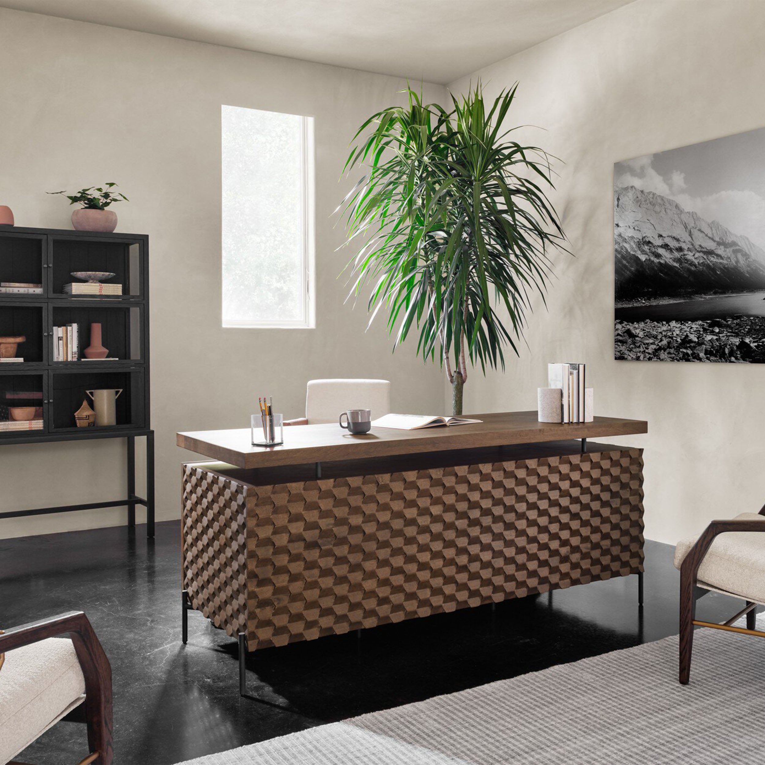 Raffael Desk, Gunmetal, Antique Brown