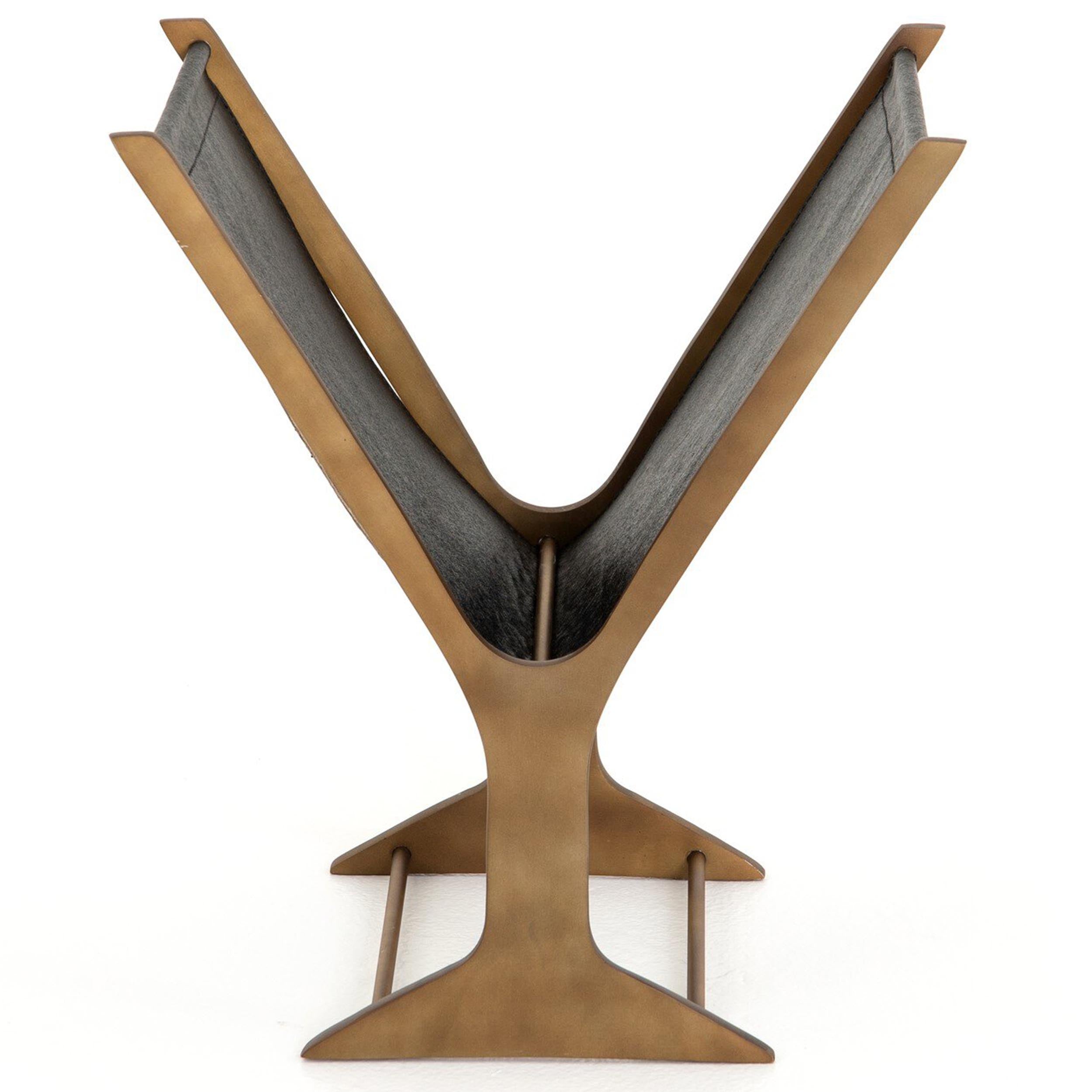 Feldman Magazine Rack, Rustic Brass
