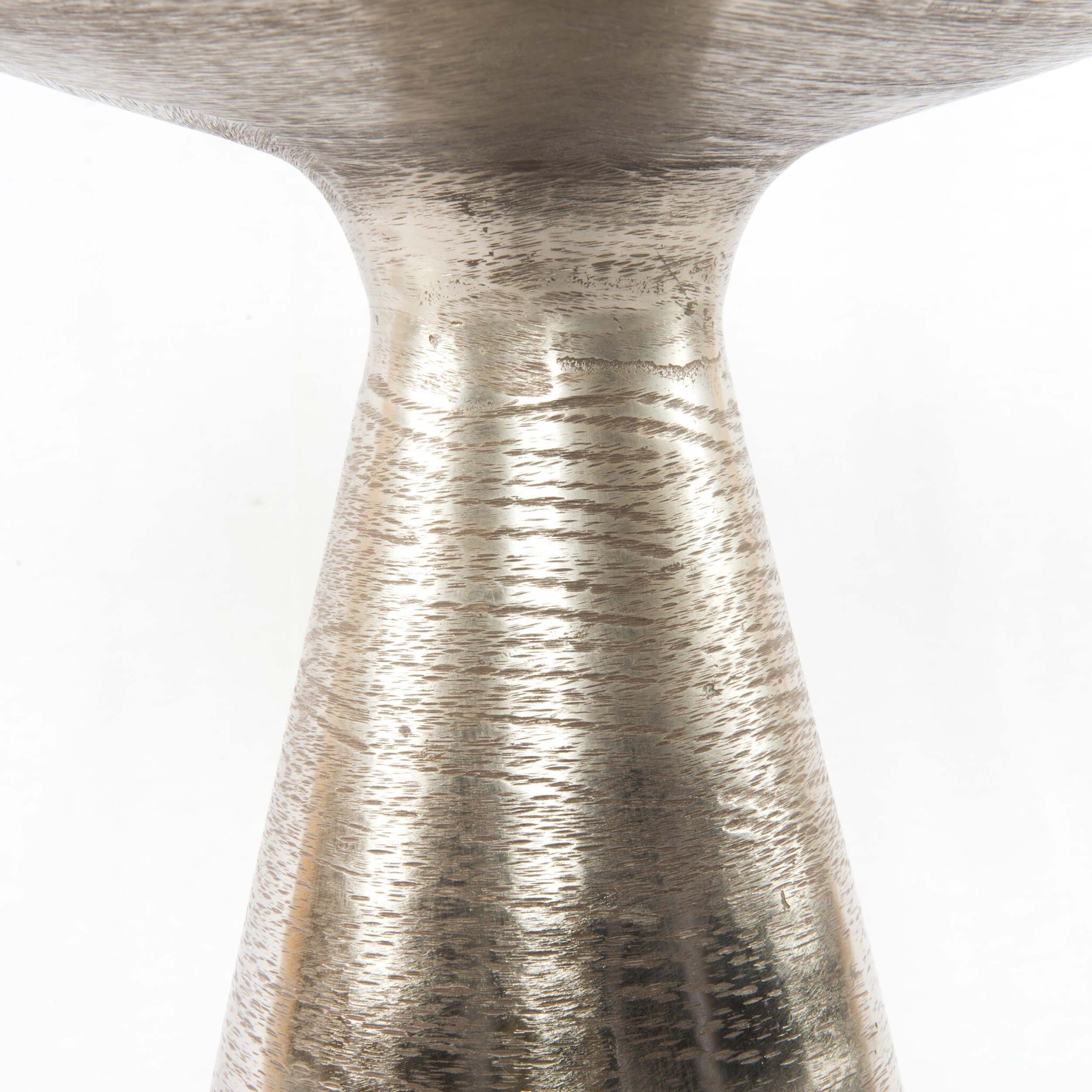 Marlow Mod Pedestal Table, Ash Glass, Brushed Nickel