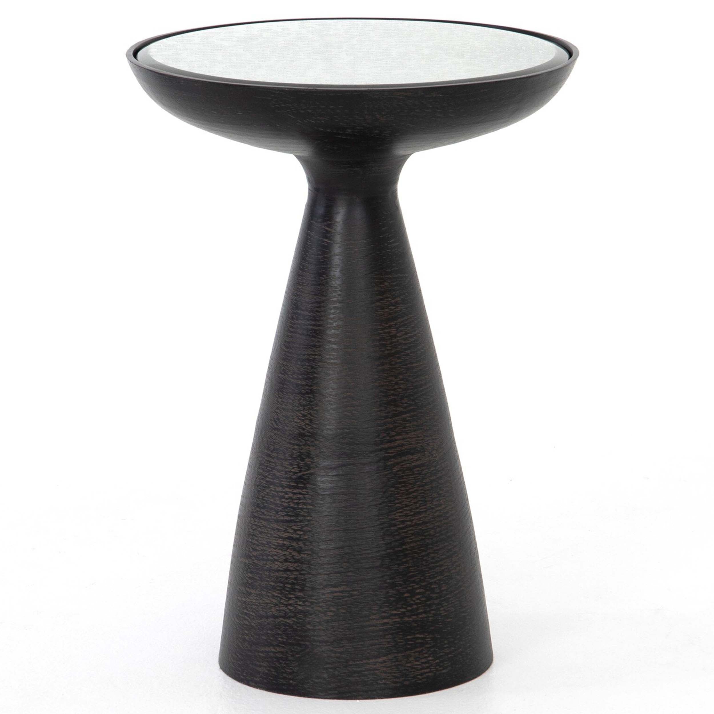 Marlow Mod Pedestal Table, Ash Glass, Brushed Bronze