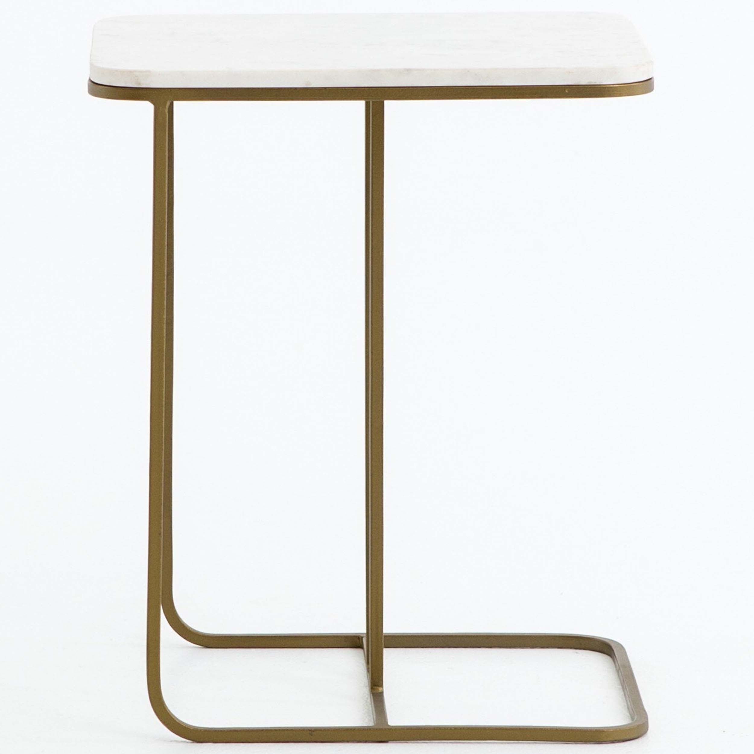 Adalley C Table, Polished White Marble