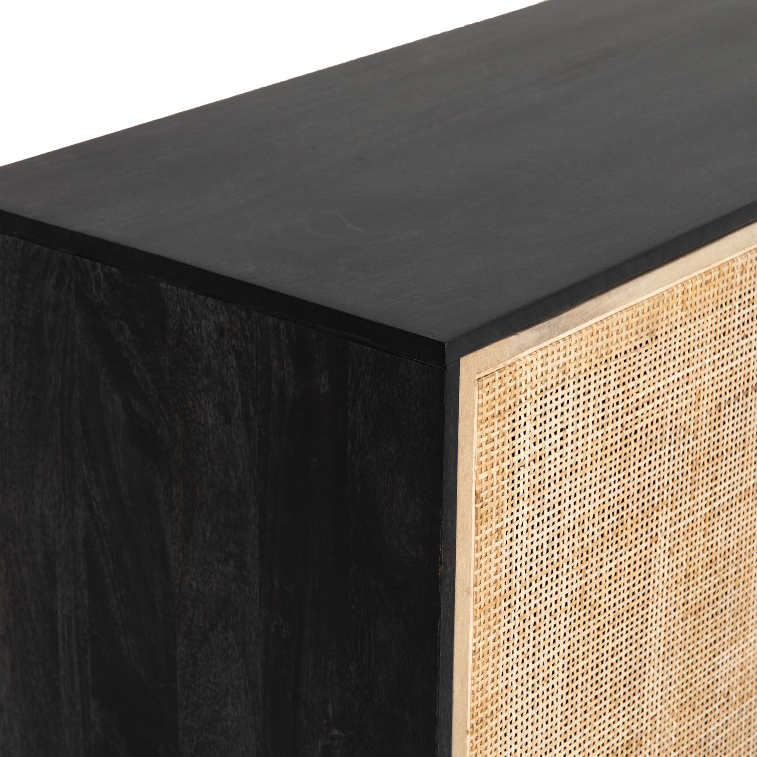 Carmel Sideboard, Black Wash W/ Natural Cane