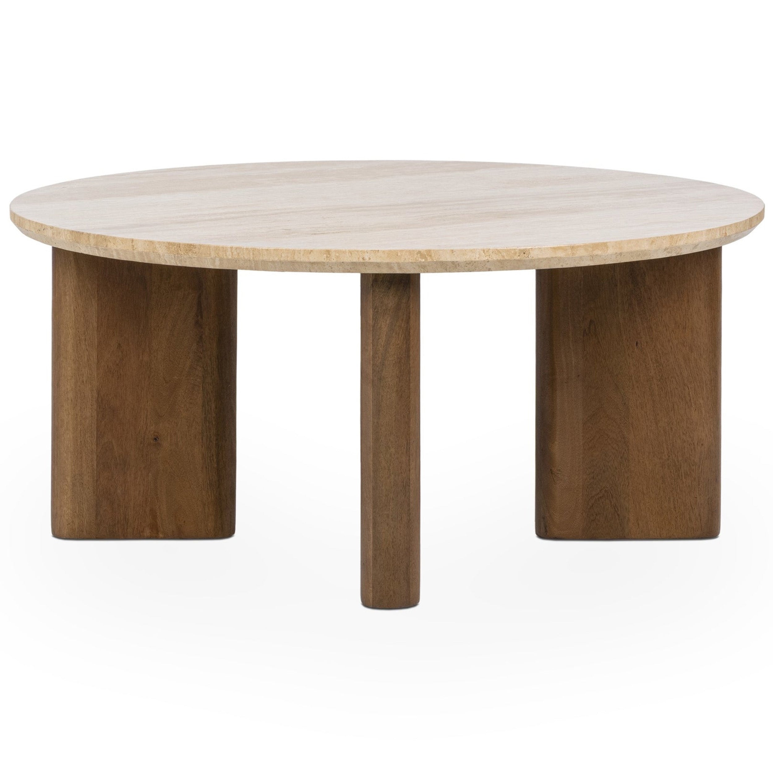 Idella Travertine Round Coffee Table, Tan