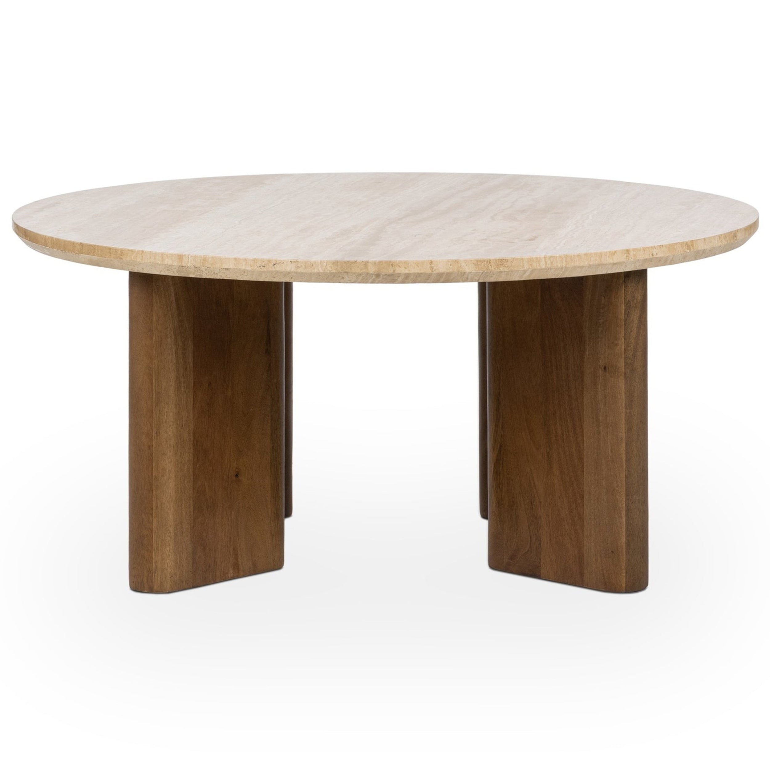 Idella Travertine Round Coffee Table, Tan
