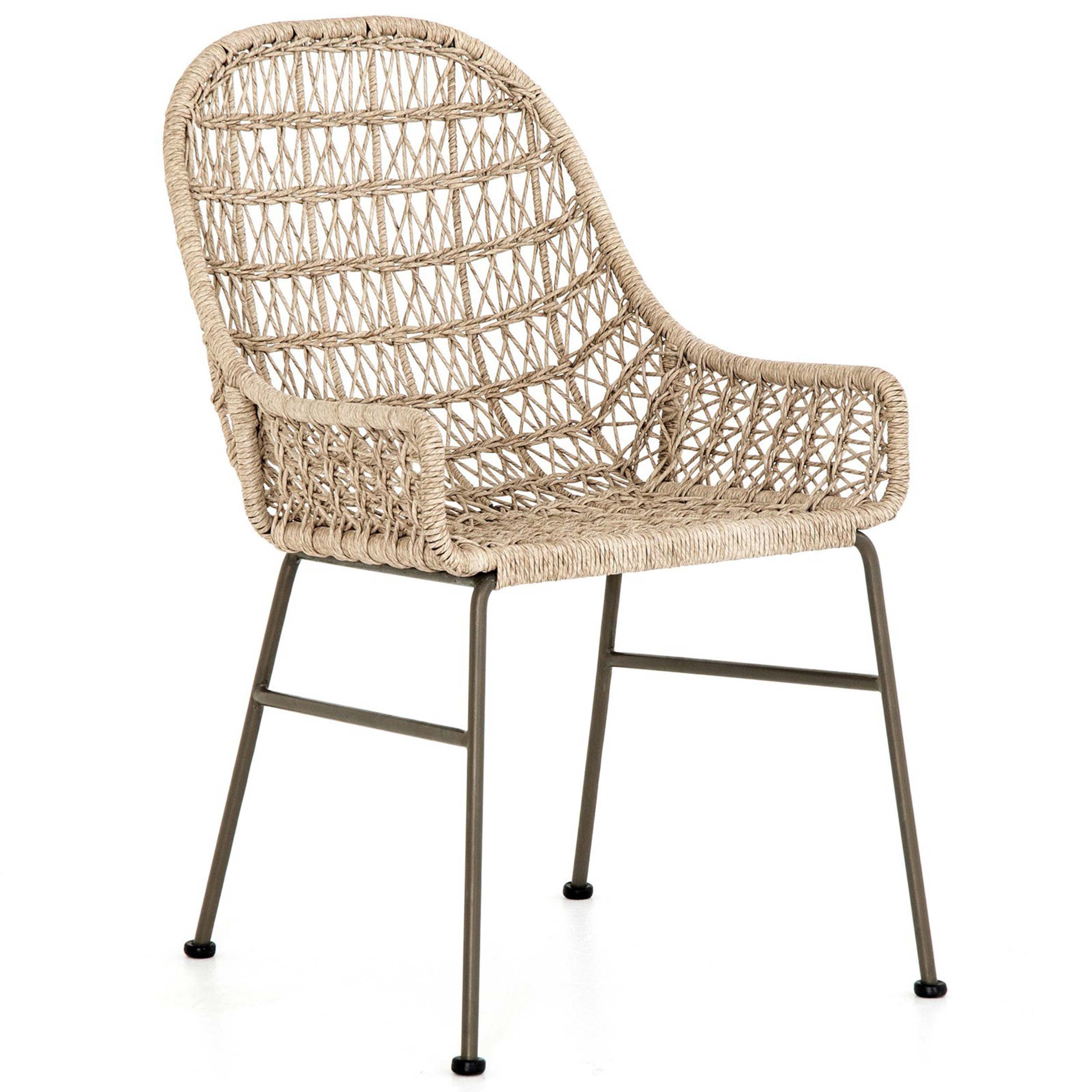 Bandera Outdoor Woven Dining Chair, Vintage White, Set of 2