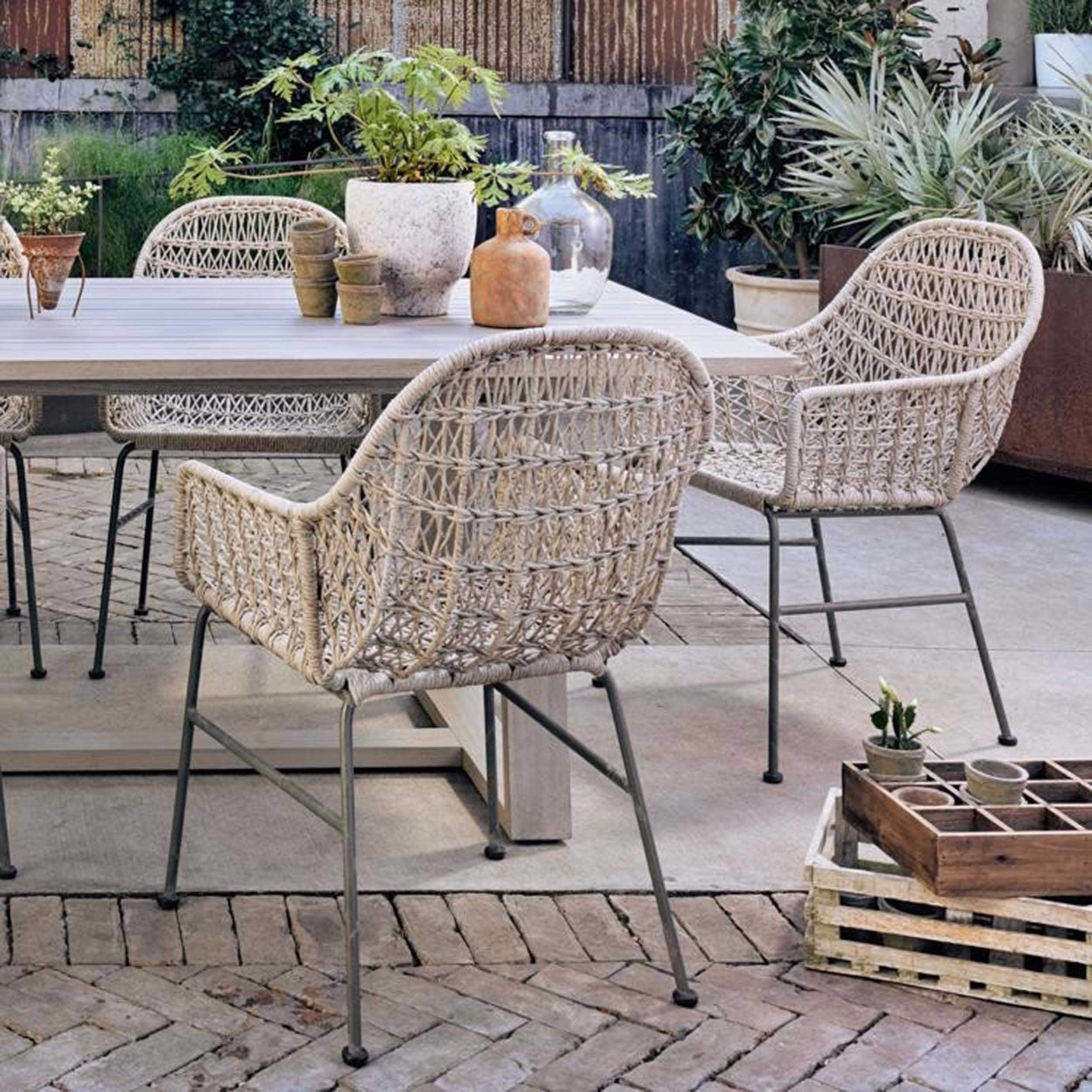 Bandera Outdoor Woven Dining Chair, Vintage White, Set of 2