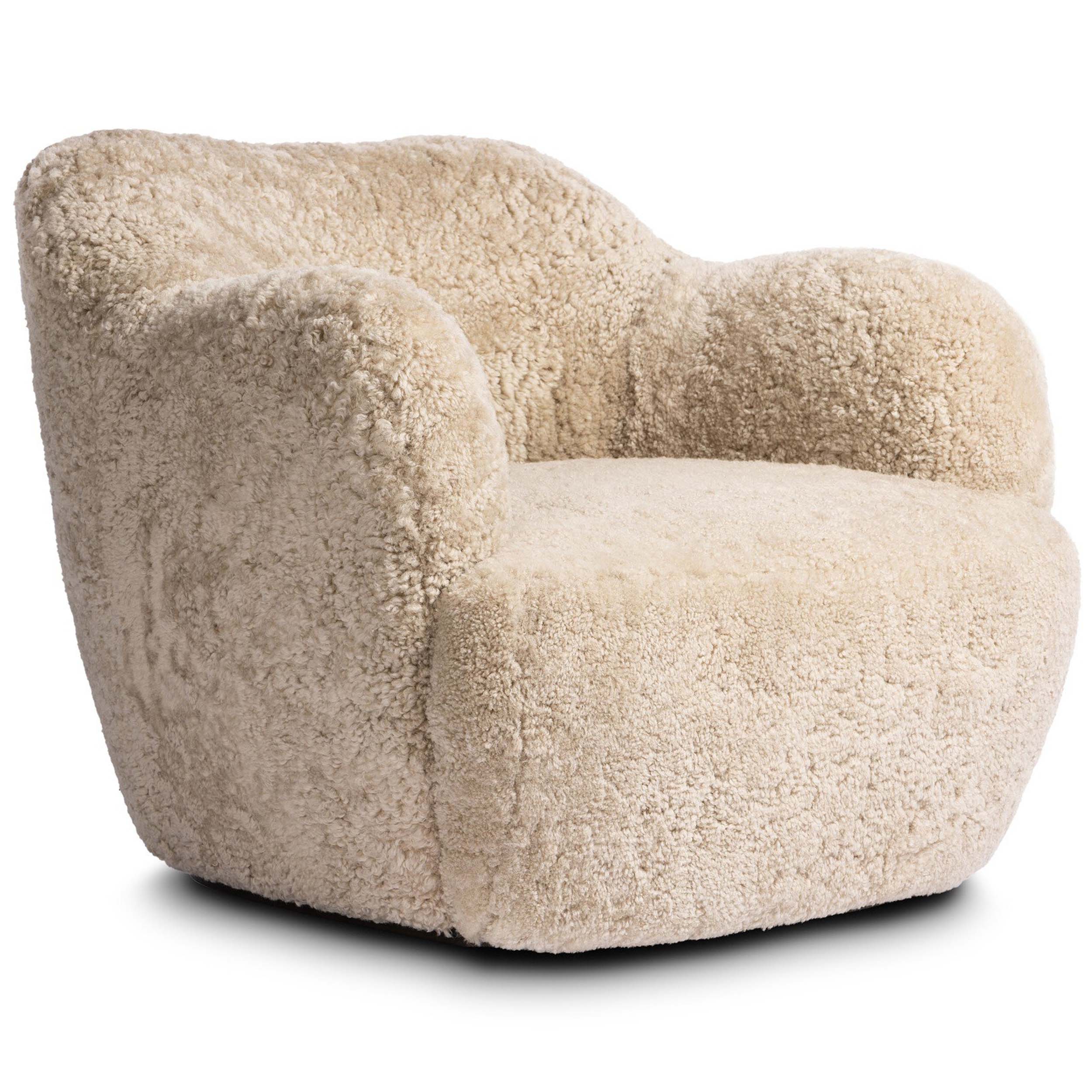 Julius Swivel Chair, Beige Shearling