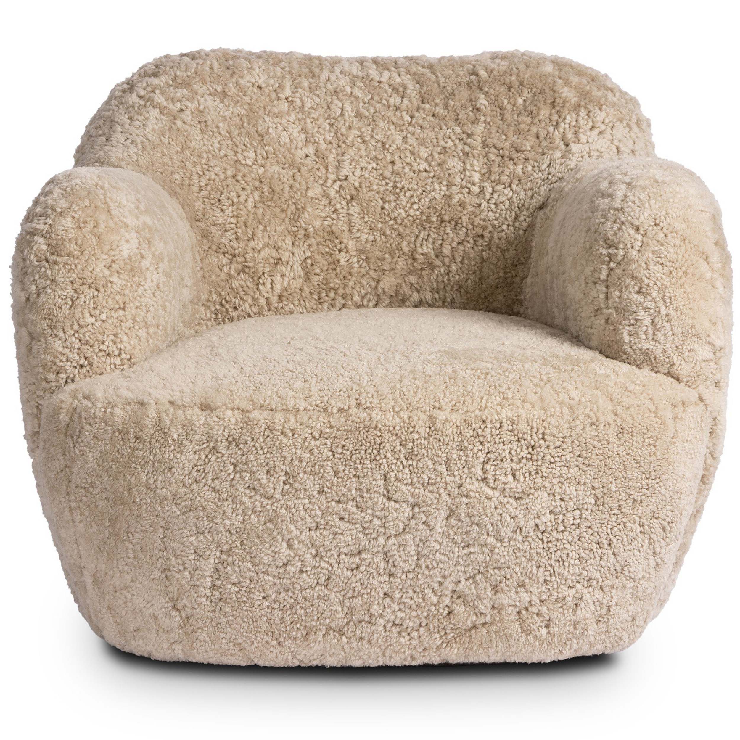 Julius Swivel Chair, Beige Shearling