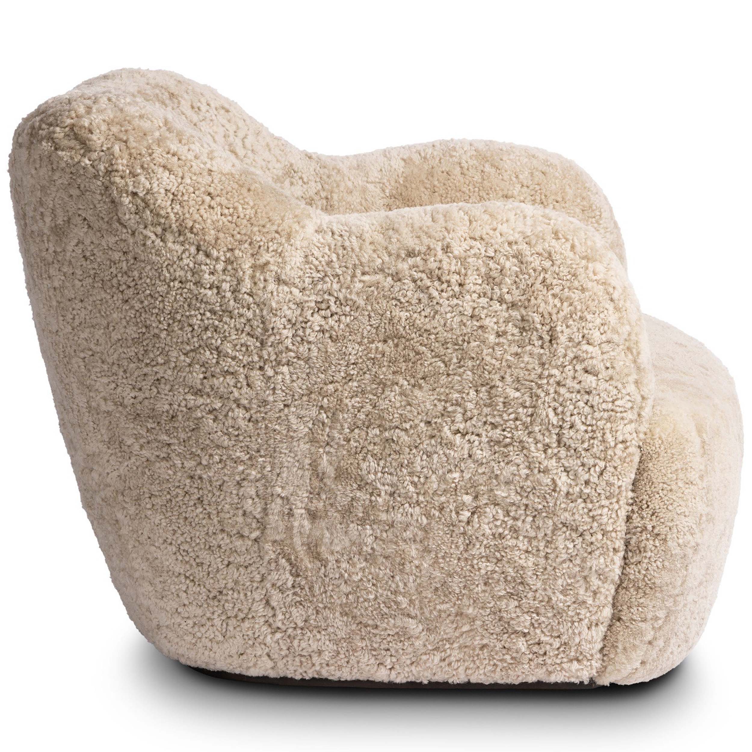 Julius Swivel Chair, Beige Shearling