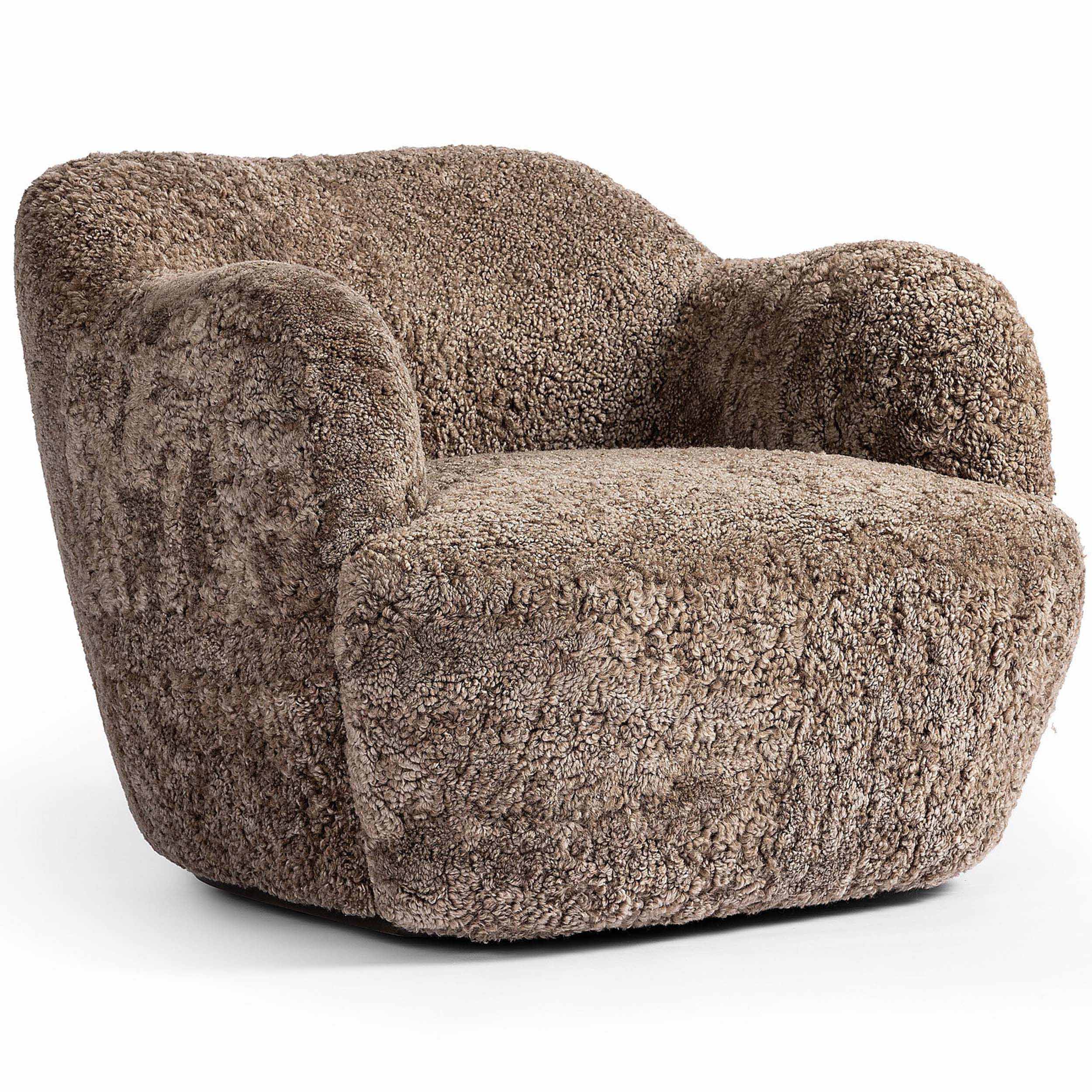 Julius Swivel Chair, Taupe Shearling