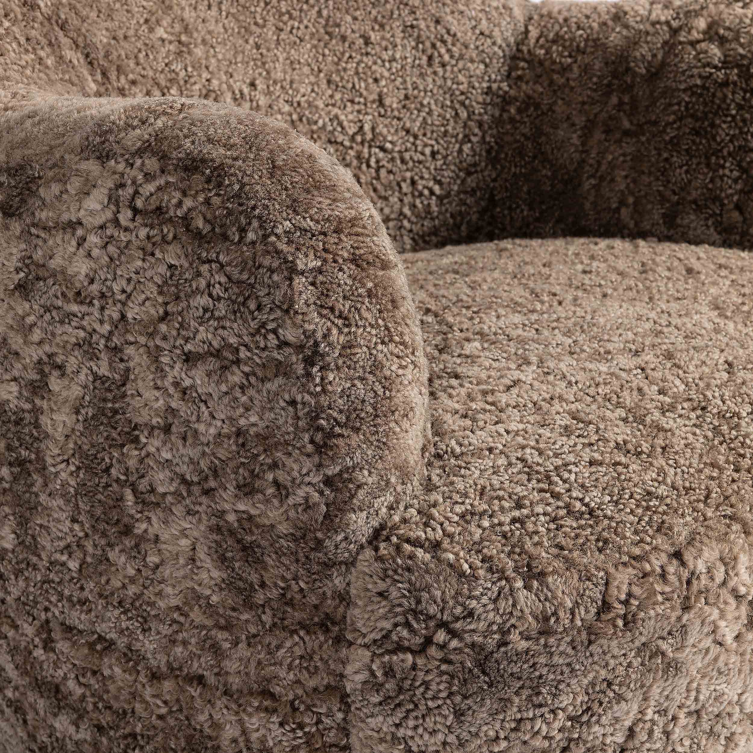 Julius Swivel Chair, Taupe Shearling