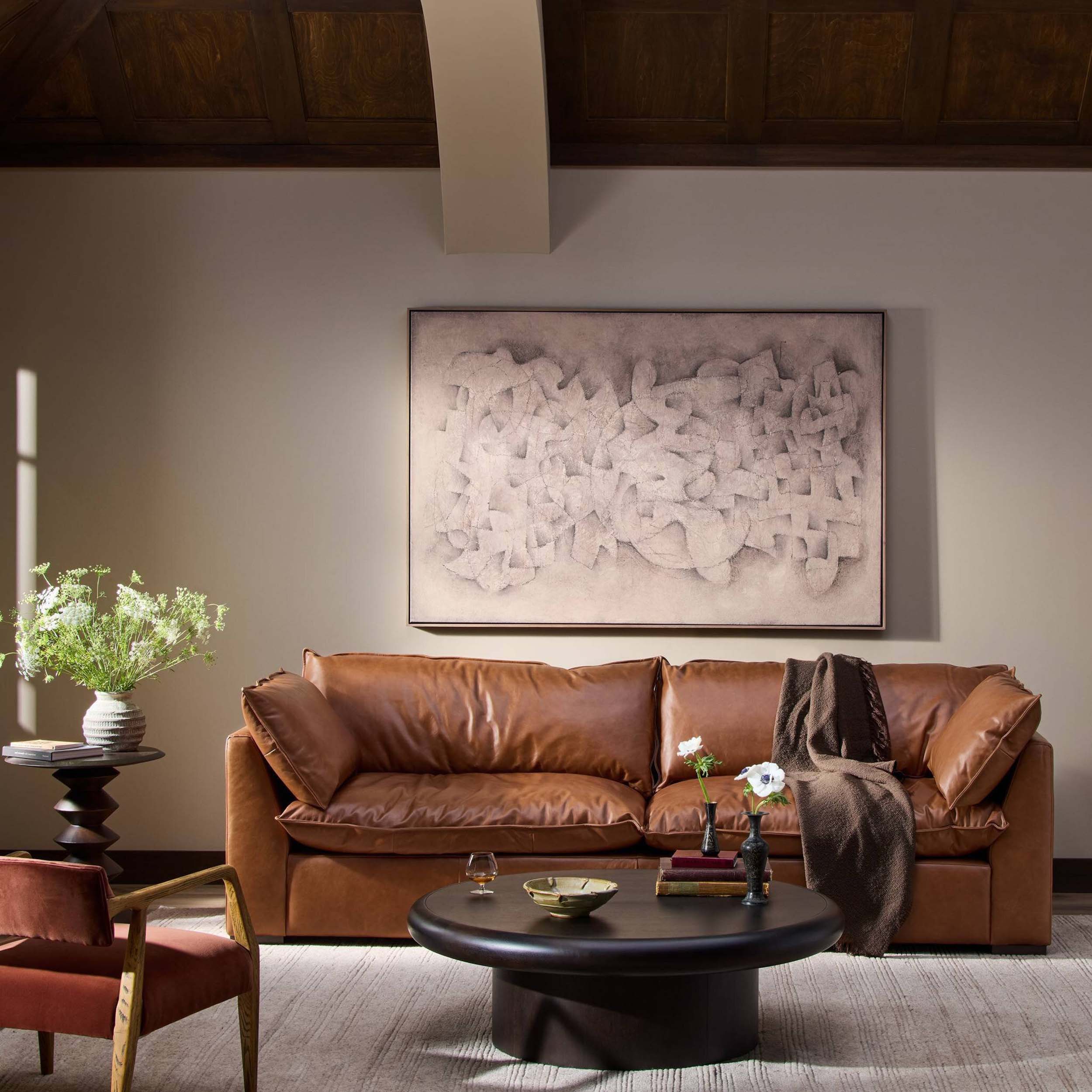 Kosa 108" Leather Sofa, Sonoma Chestnut