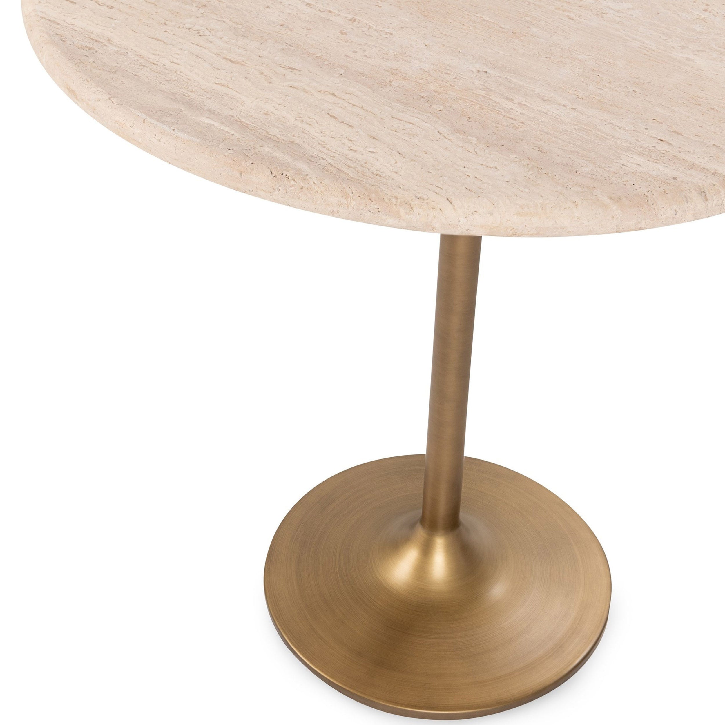 Malani Travertine Round Dining Table, Tan