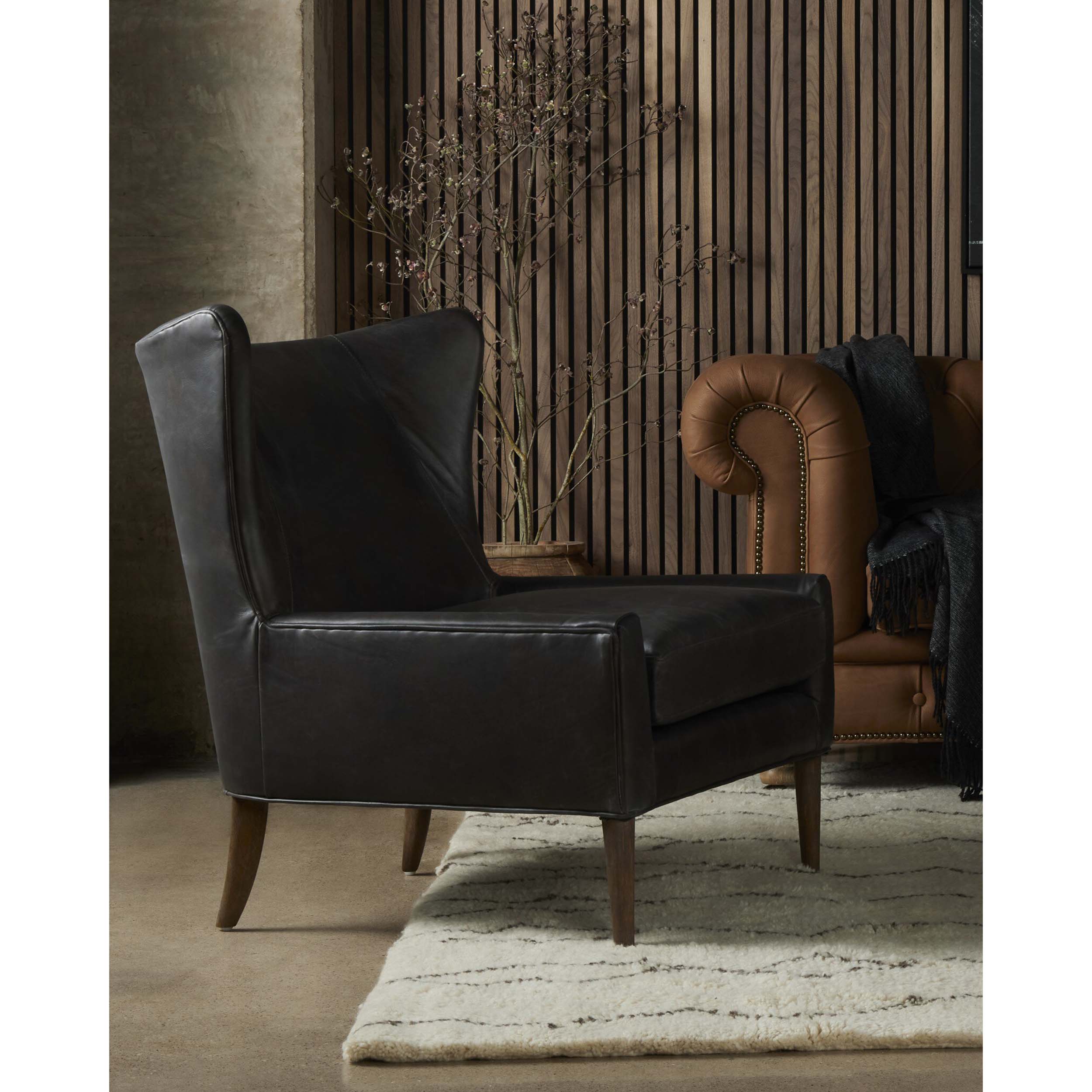 Marlow Wing Chair, Vintage Black