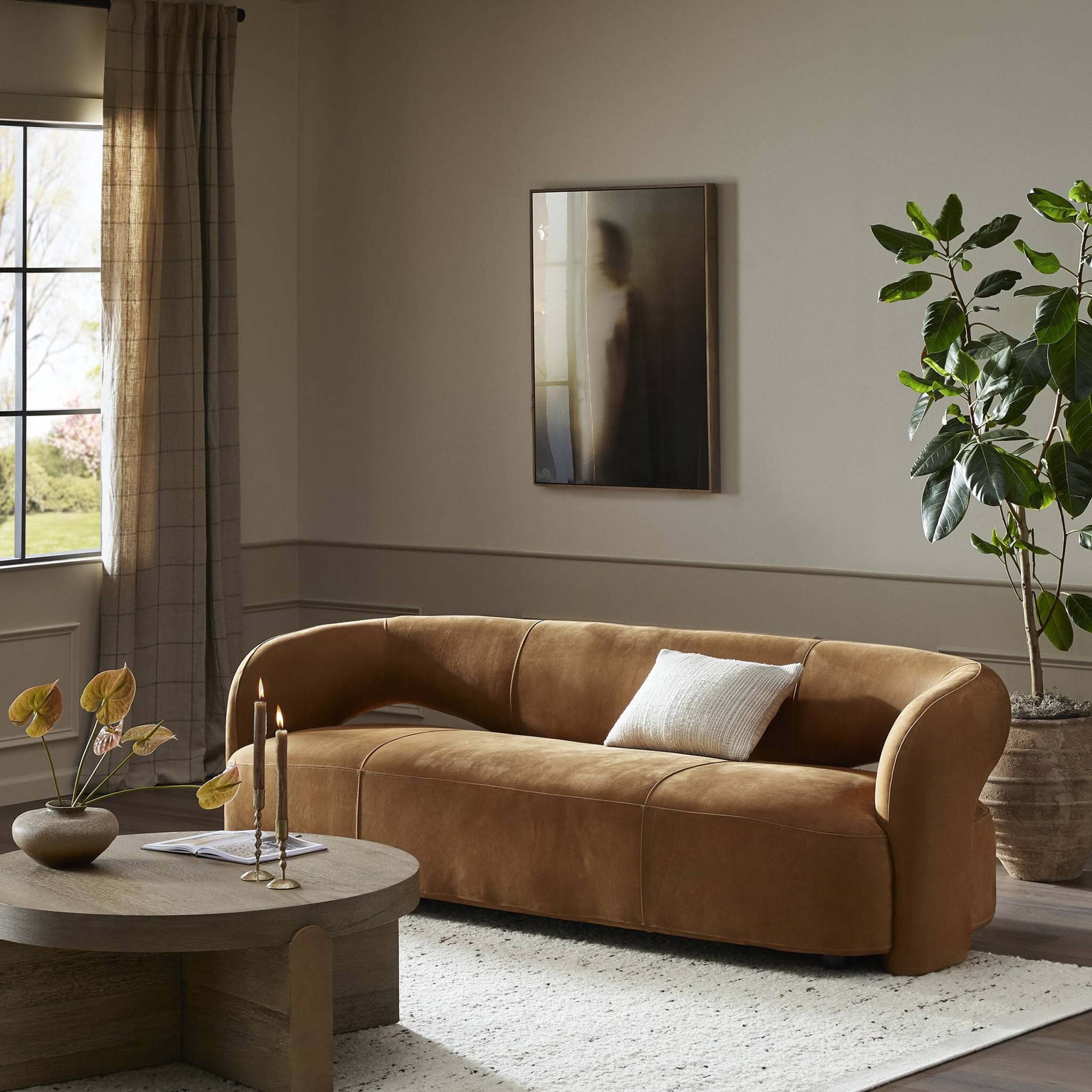 Mazie Sofa, Nubuck Cognac