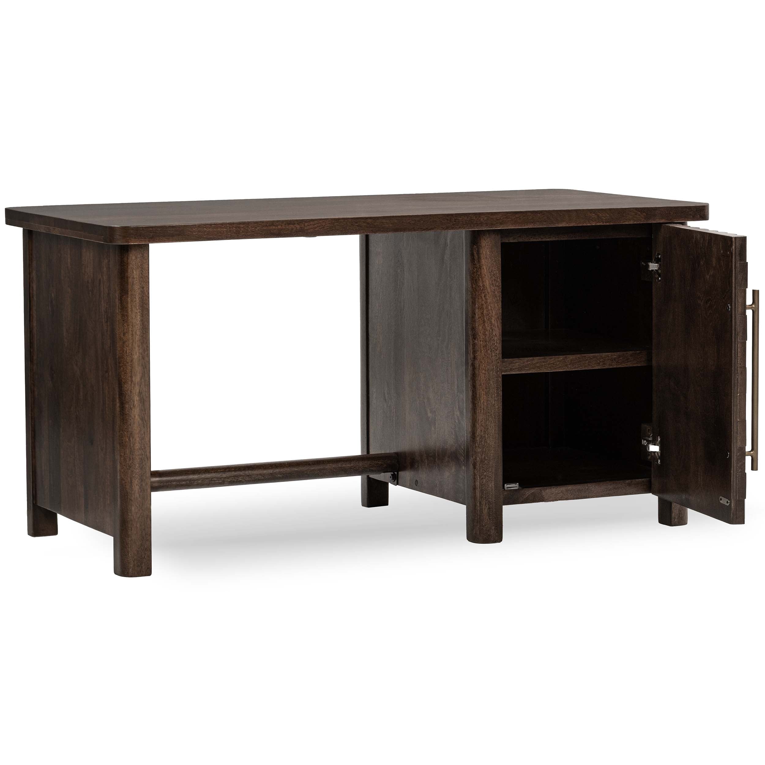 Norwood Solid Wood Desk, Bark Brown