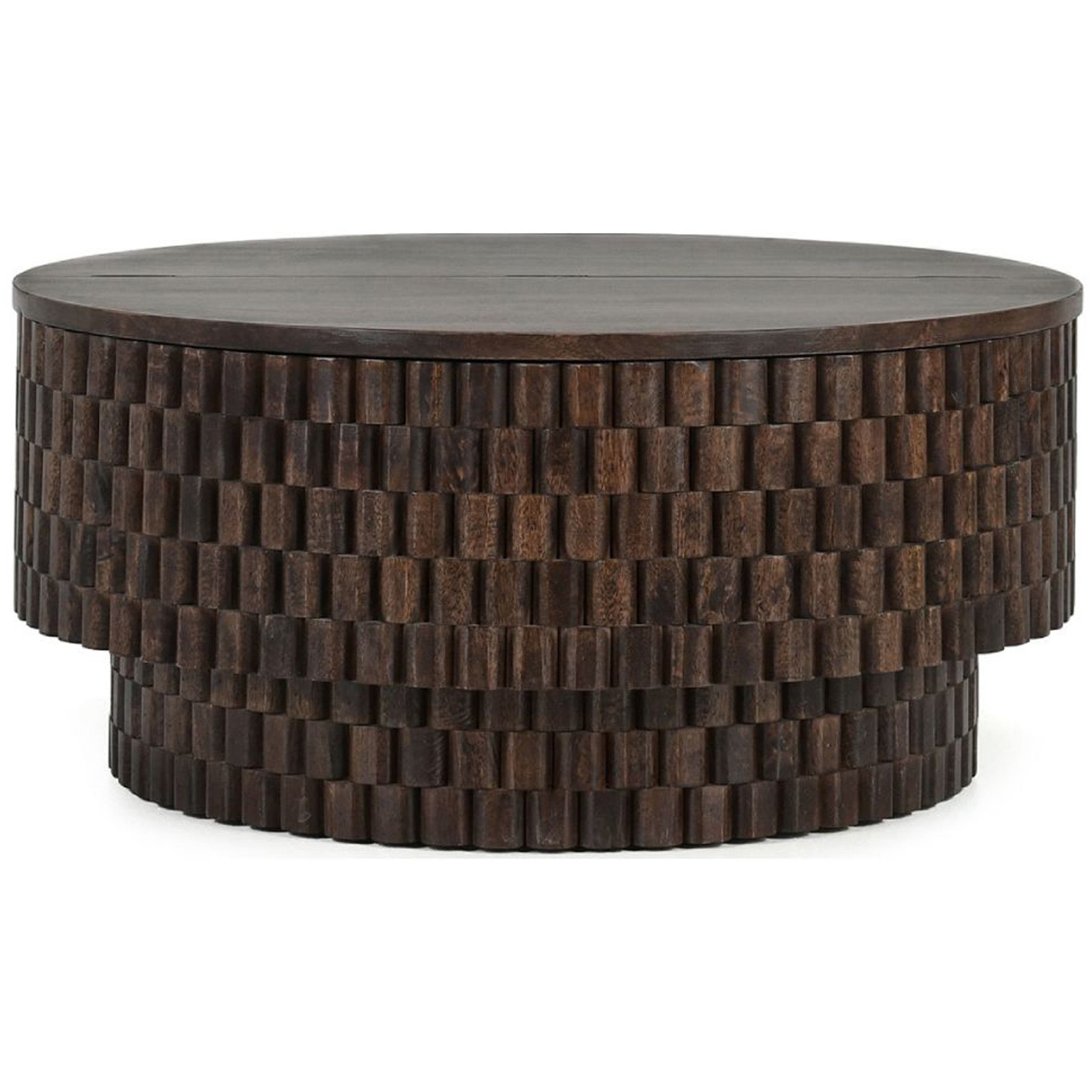 Norwood Solid Wood Round Table, Bark Brown