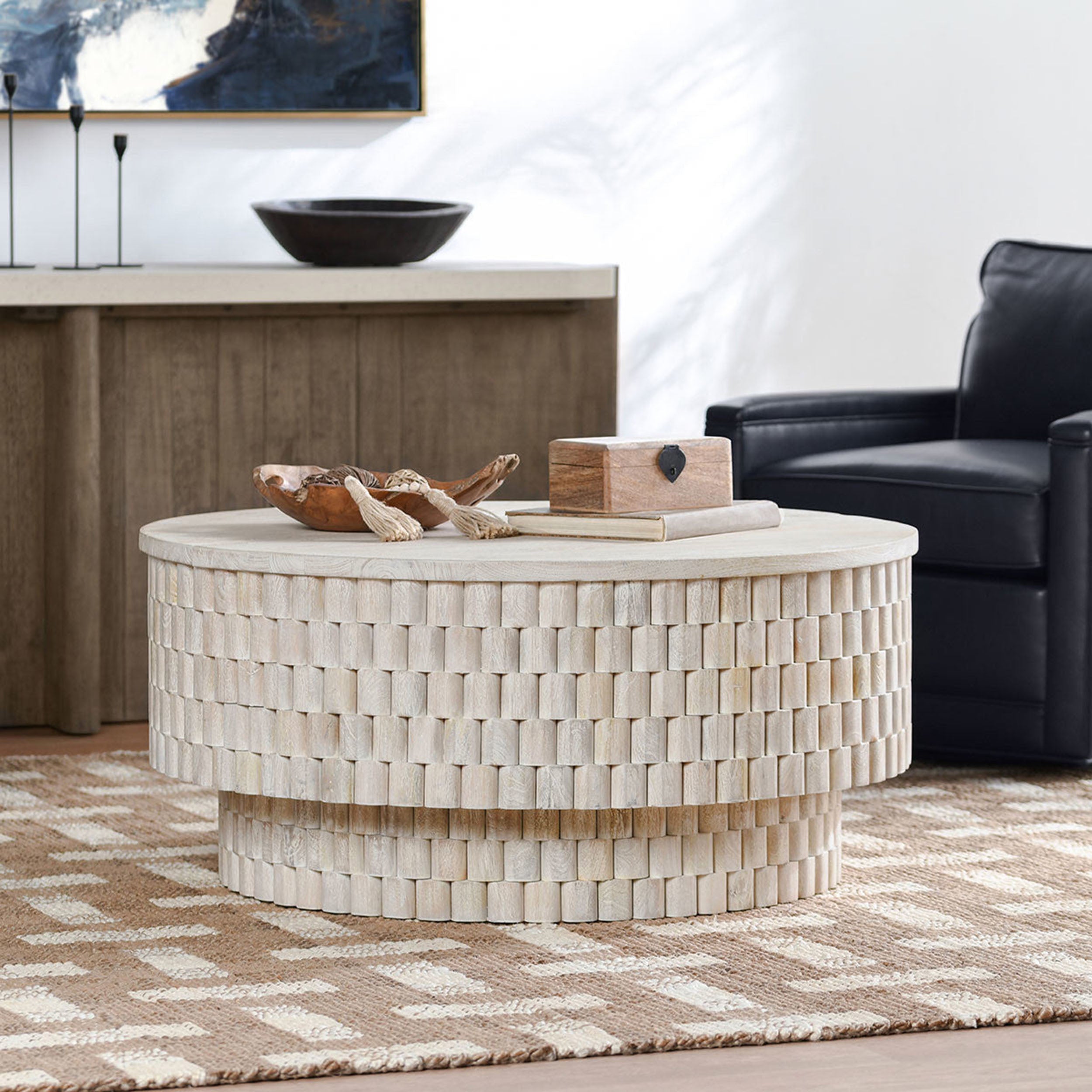 Norwood Solid Wood Round Table, Coastal White