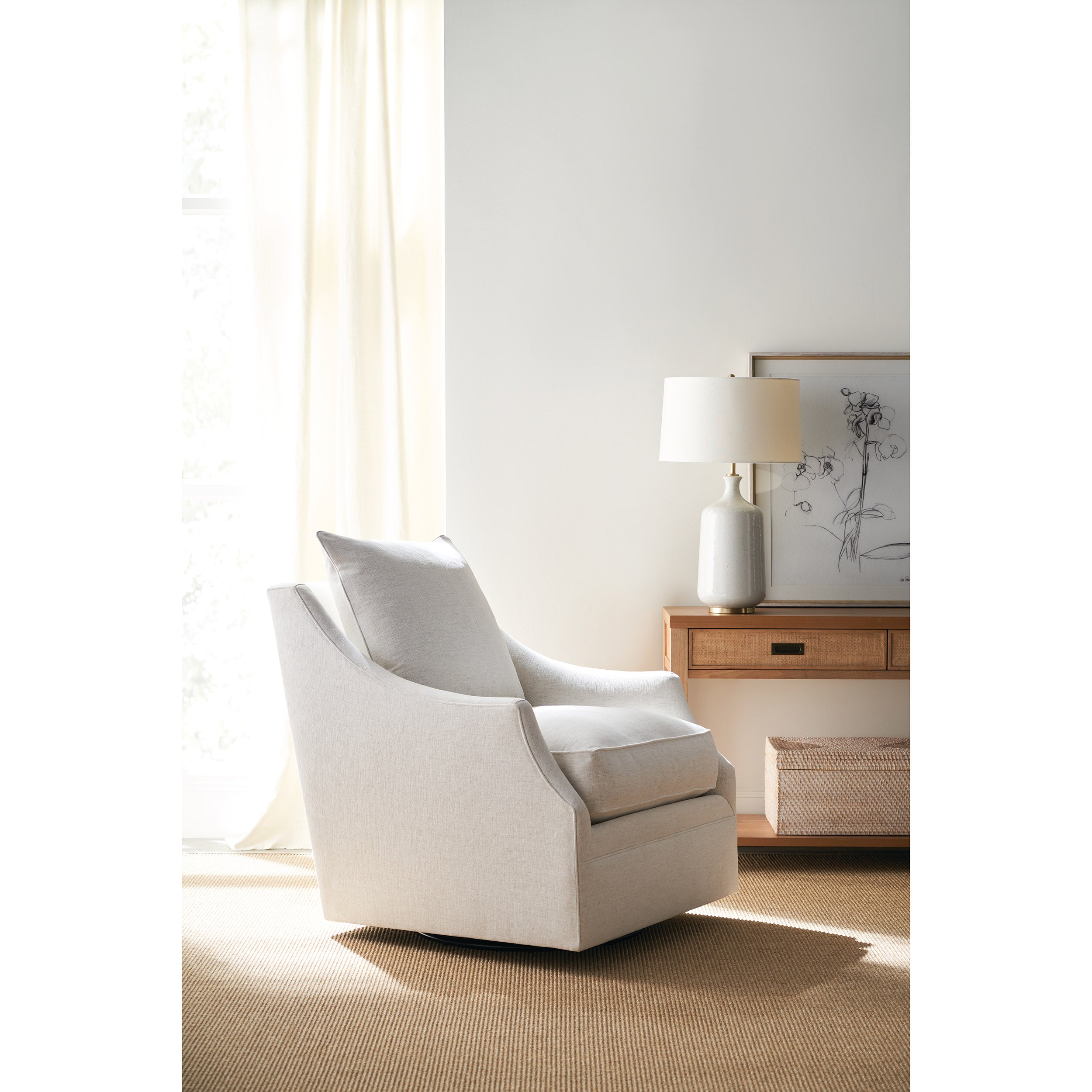 Quick Ship Kara Swivel Glider Chair, Nomad Snow