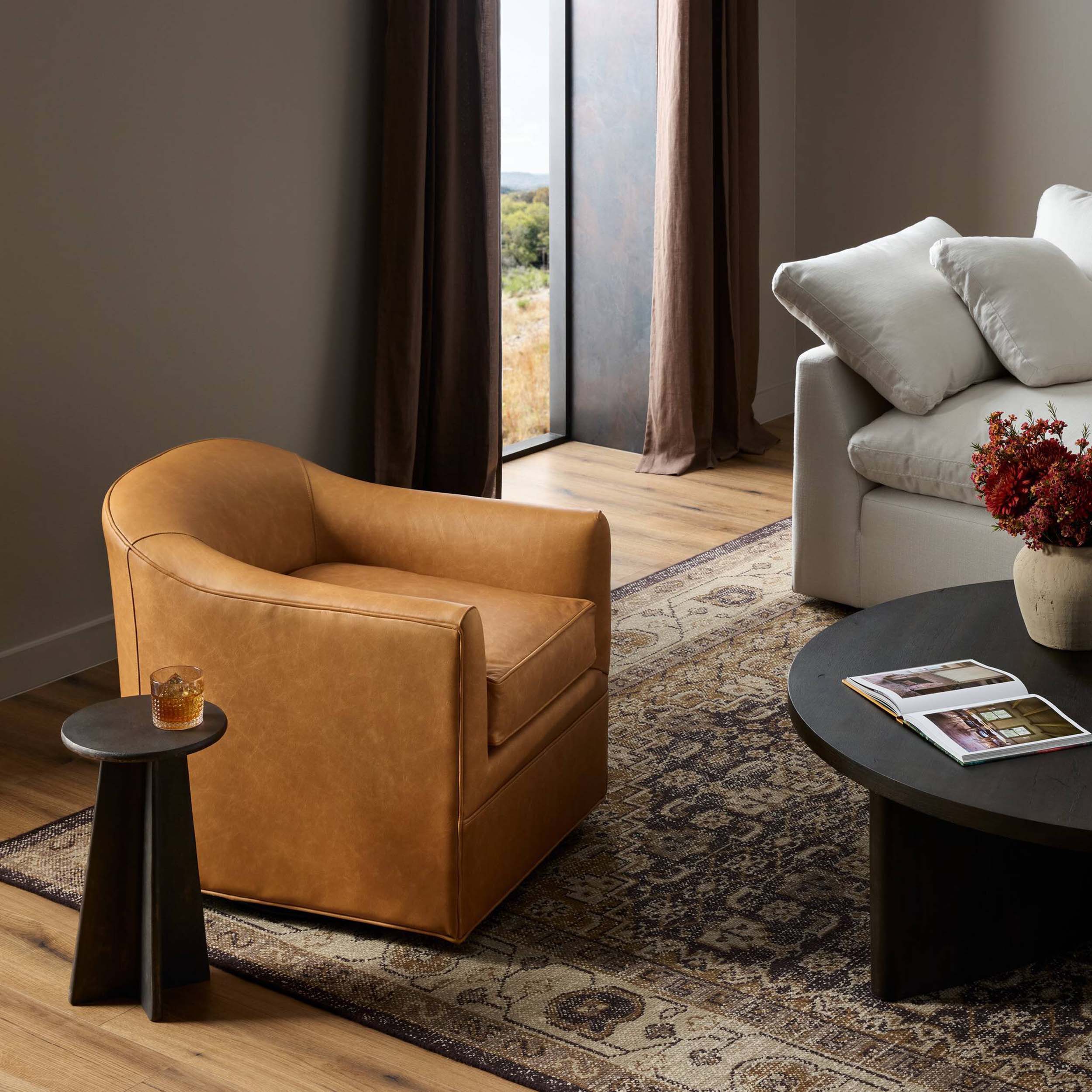 Quinton Swivel Chair, Osorno Camel