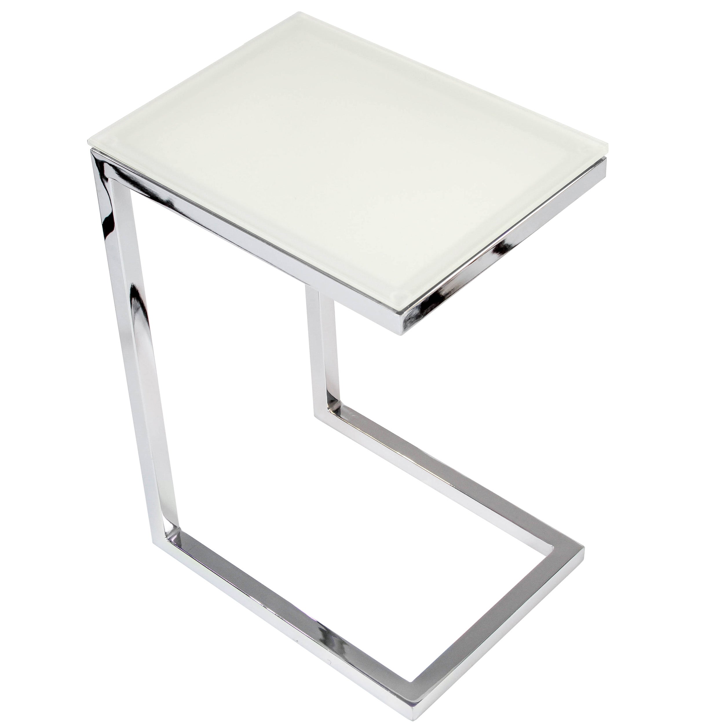 Safari Cee ST007-GLS20 Occasional Table, Pure White/Chrome
