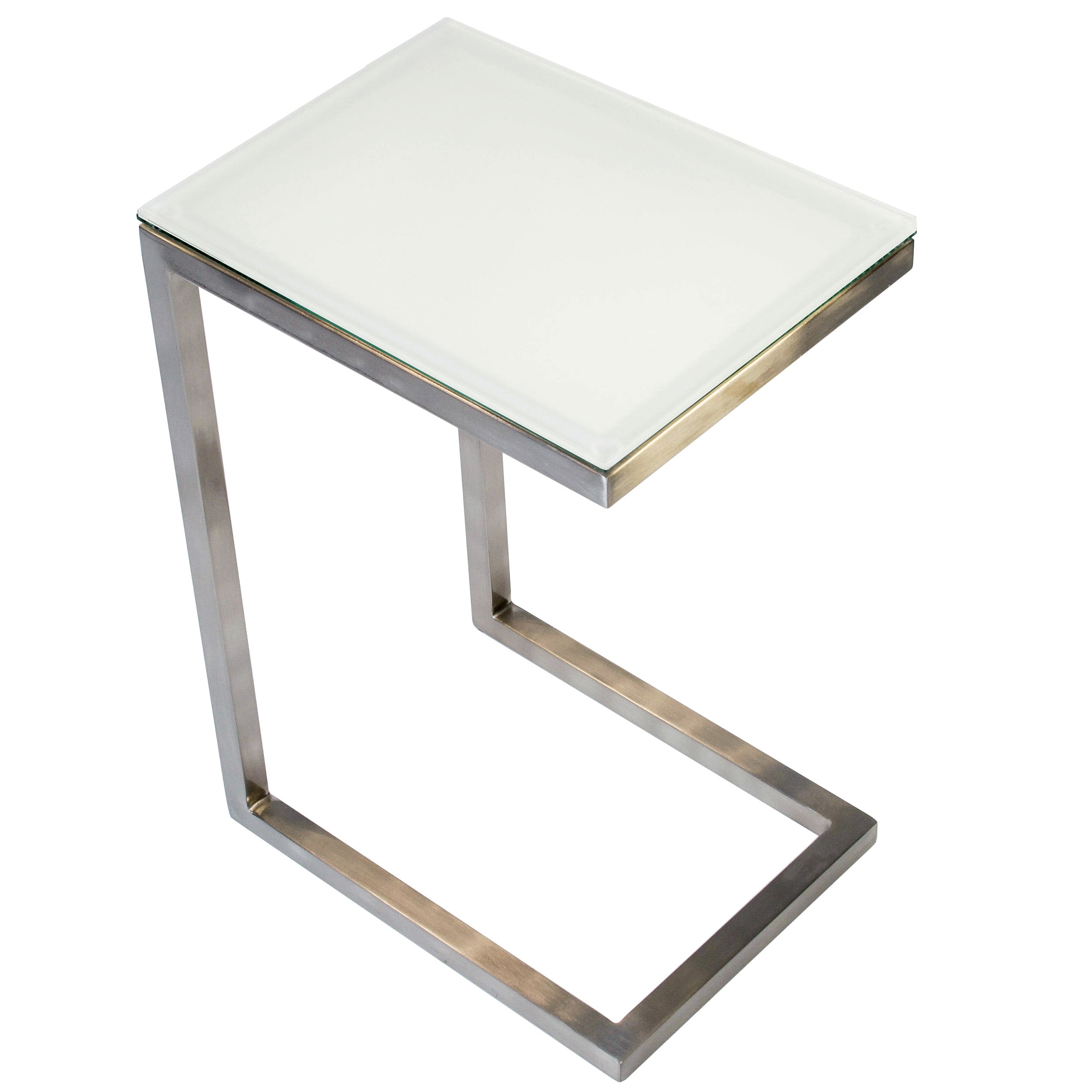 Safari Cee ST007-GLS20 Occasional Table, Pure White/Satin Nickel