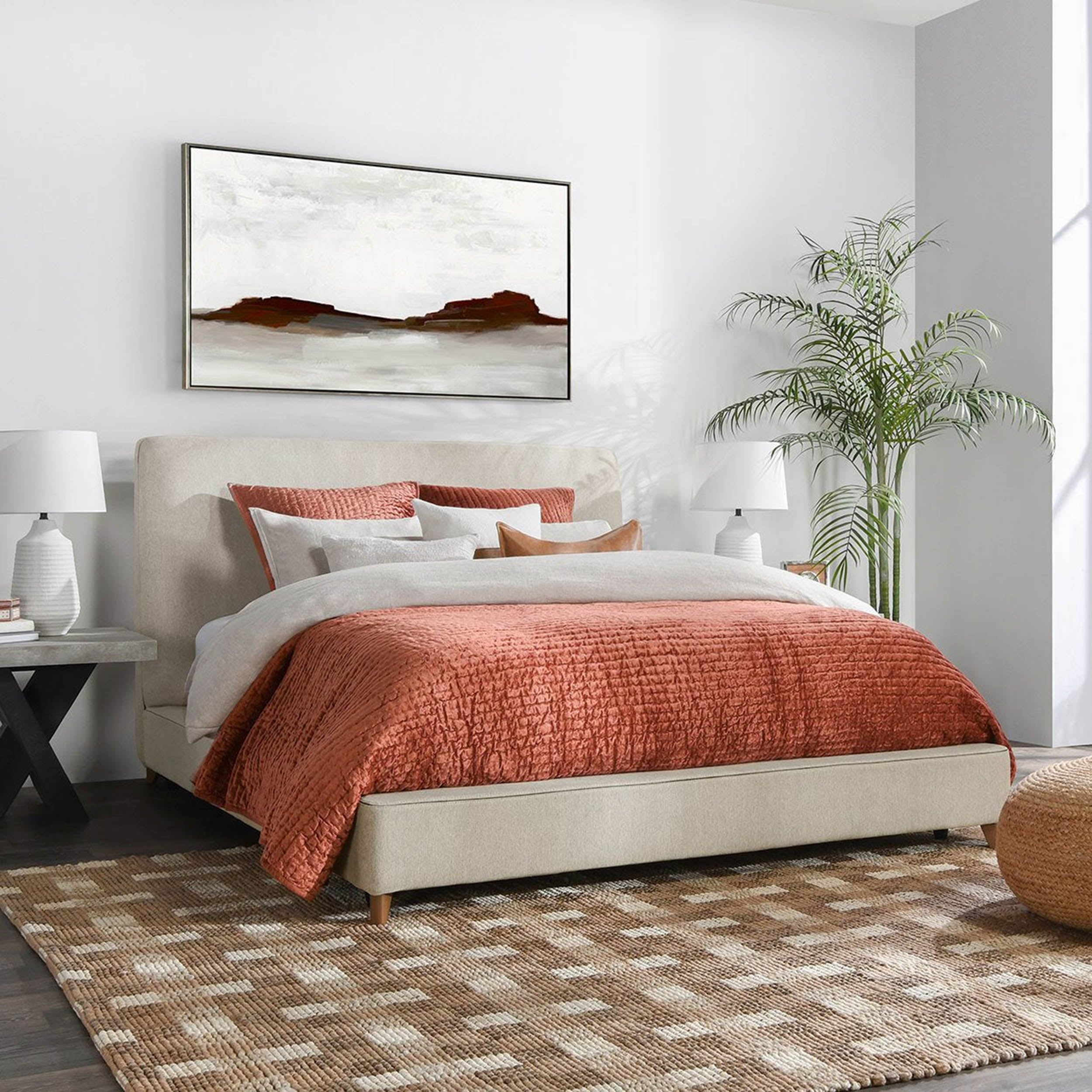 Tate Upholstered Bed, Oatmeal