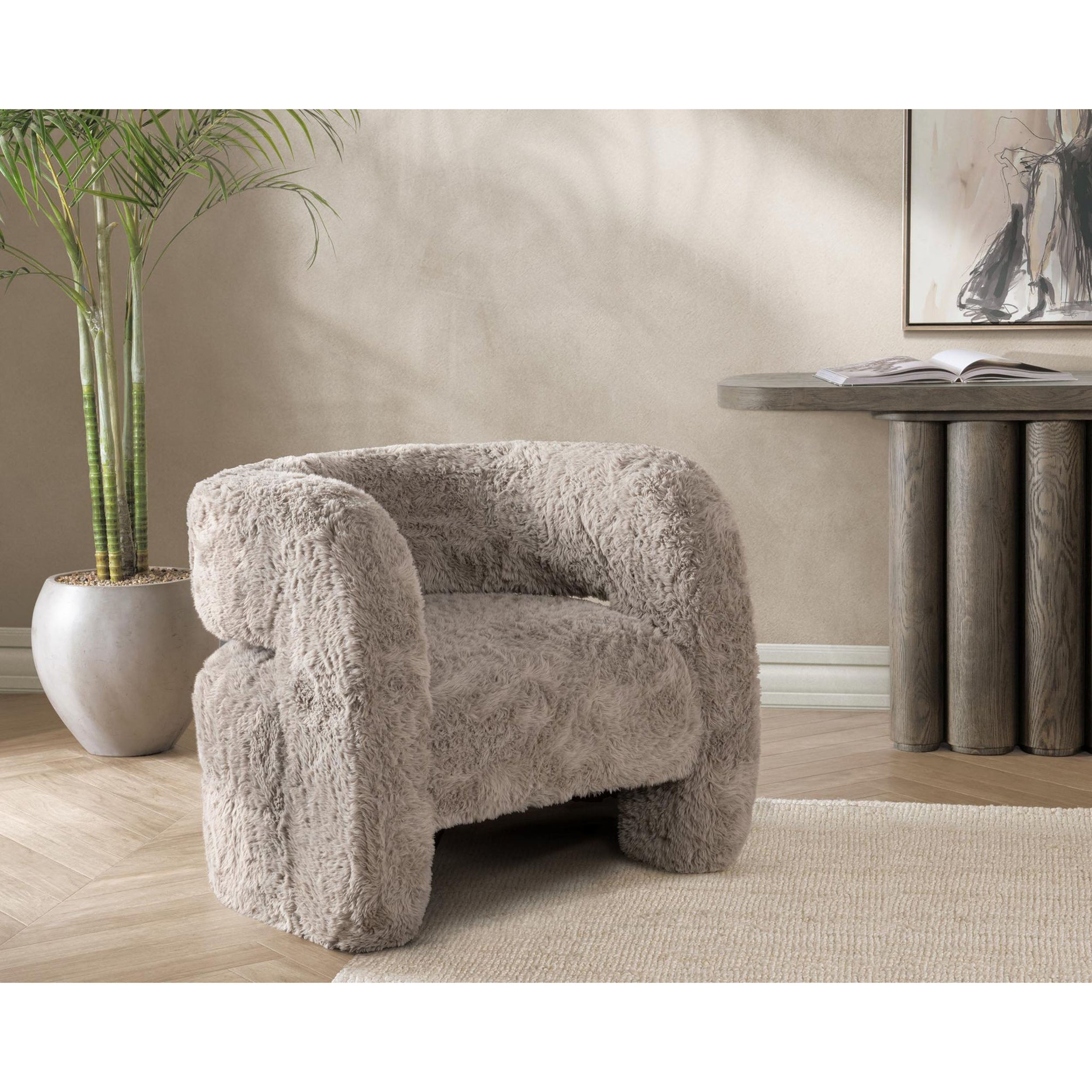 Teddy Plush Accent Chair, Granite