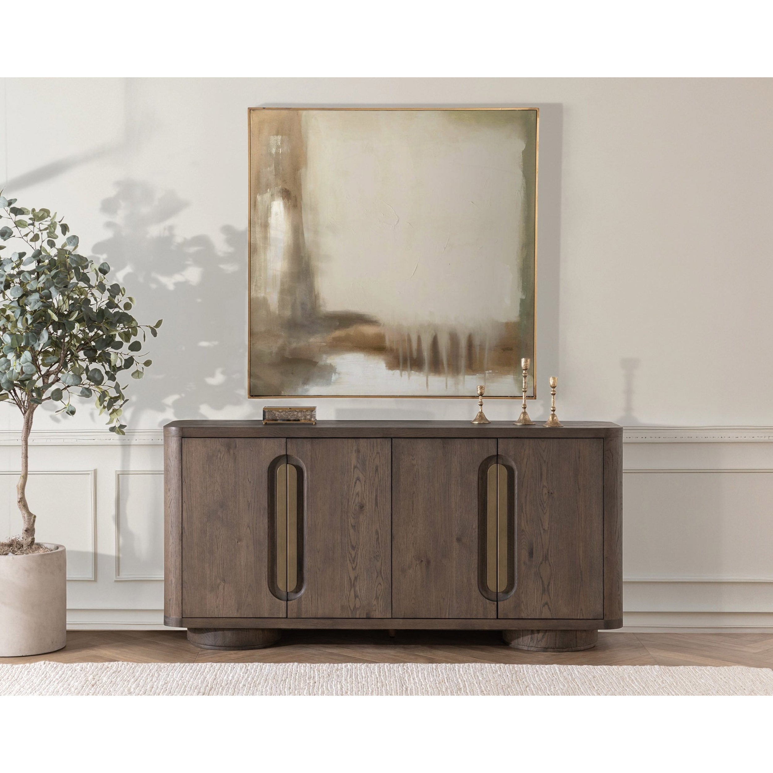 Tiber Solid Wood 4Dr Buffet, Toasted Brown