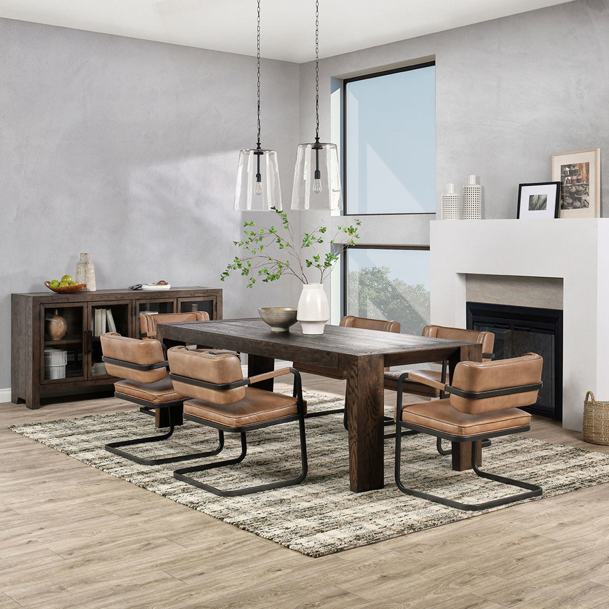 Troy Dining Table, Suede Brown