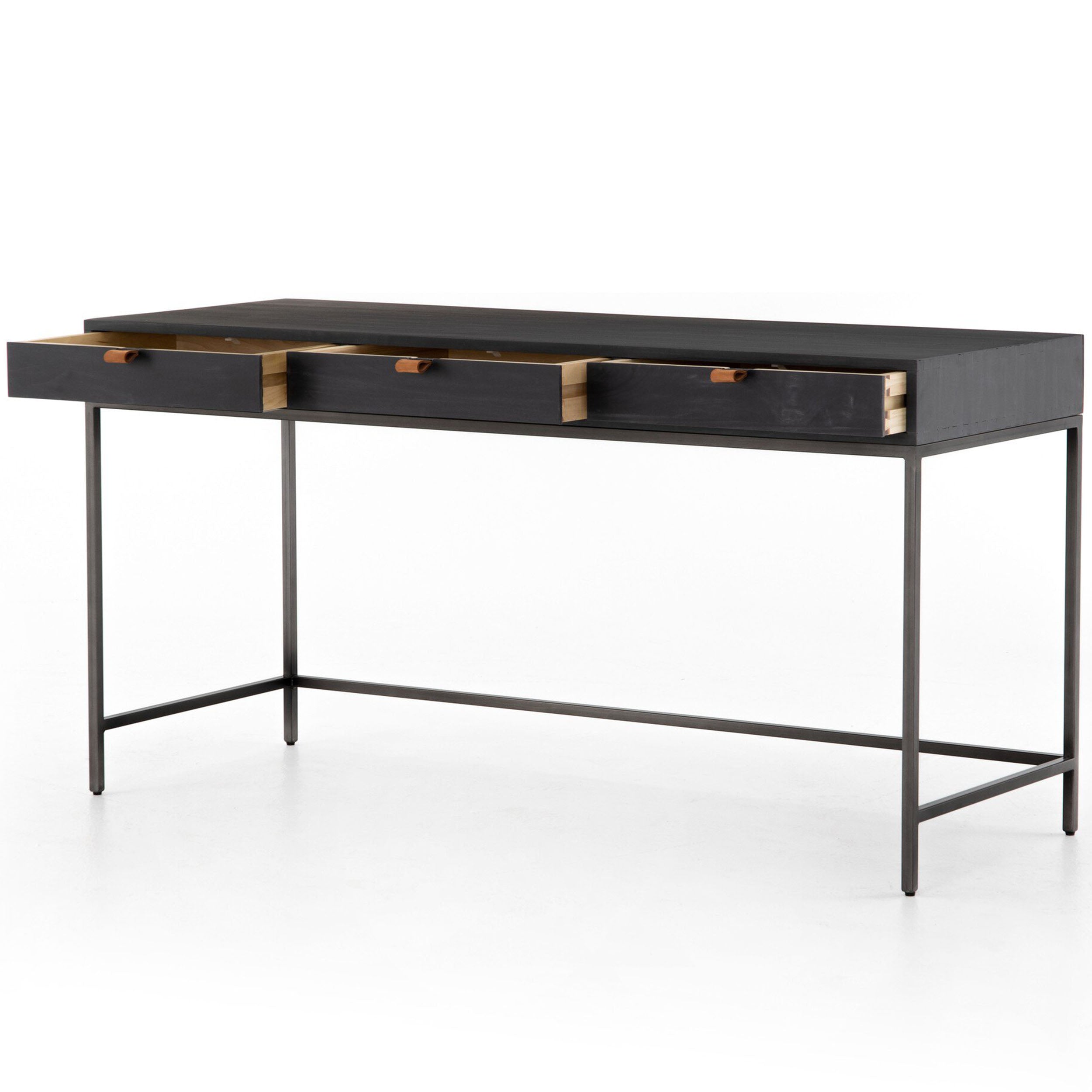 Trey Modular Writing Desk, Black Wash Poplar