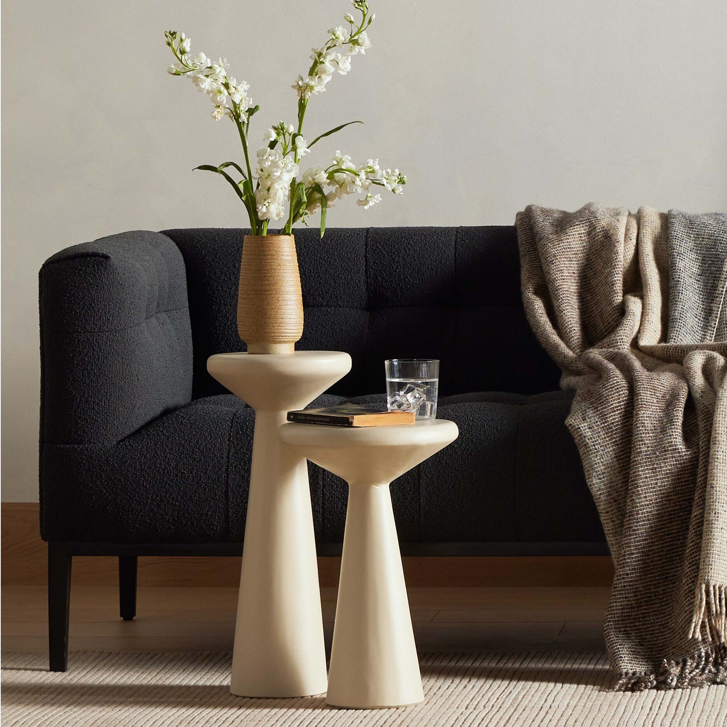 Ravine Concrete Accent Tables Set Of 2, Parchment White