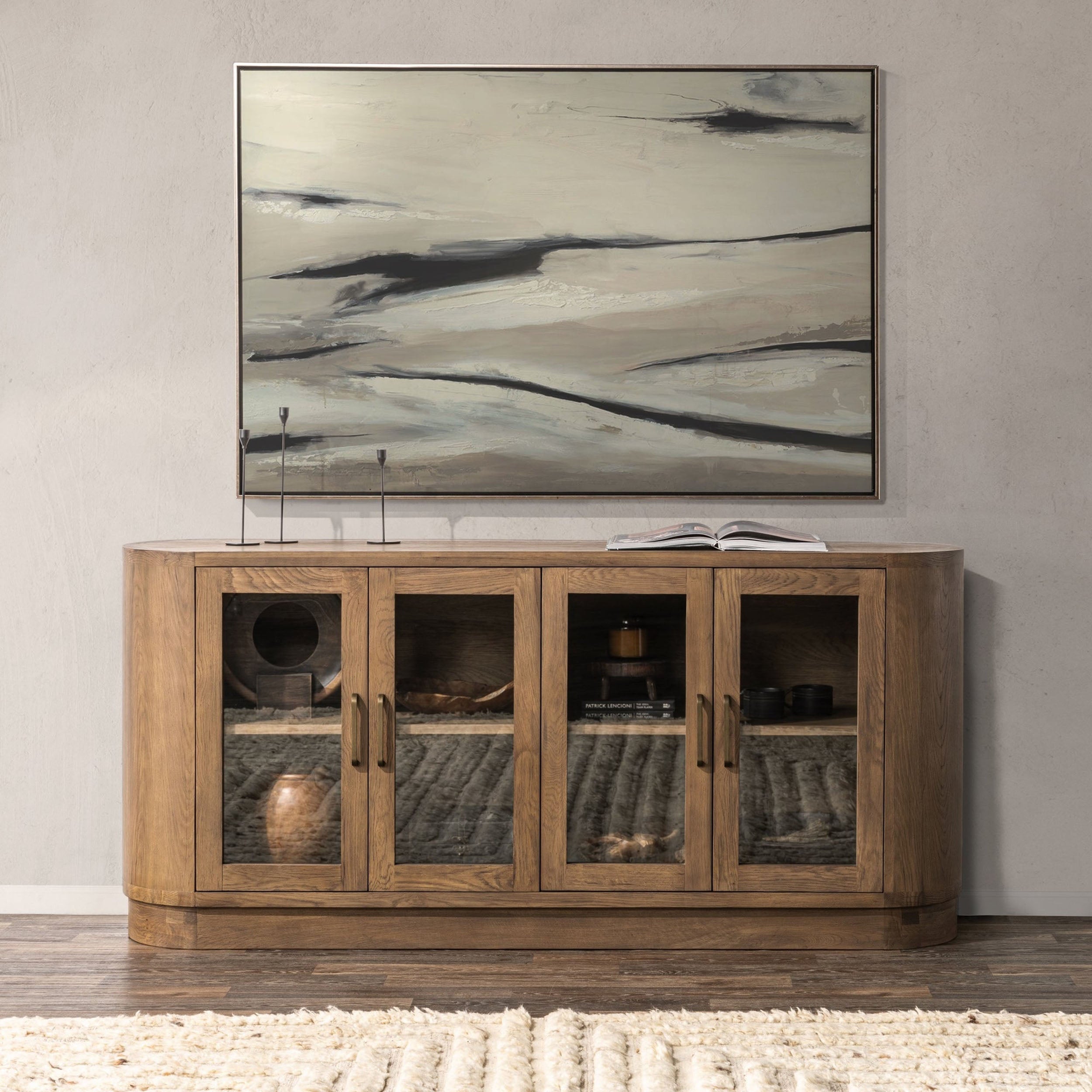 Vander Solid Wood 4Dr Buffet, Tawny Brown