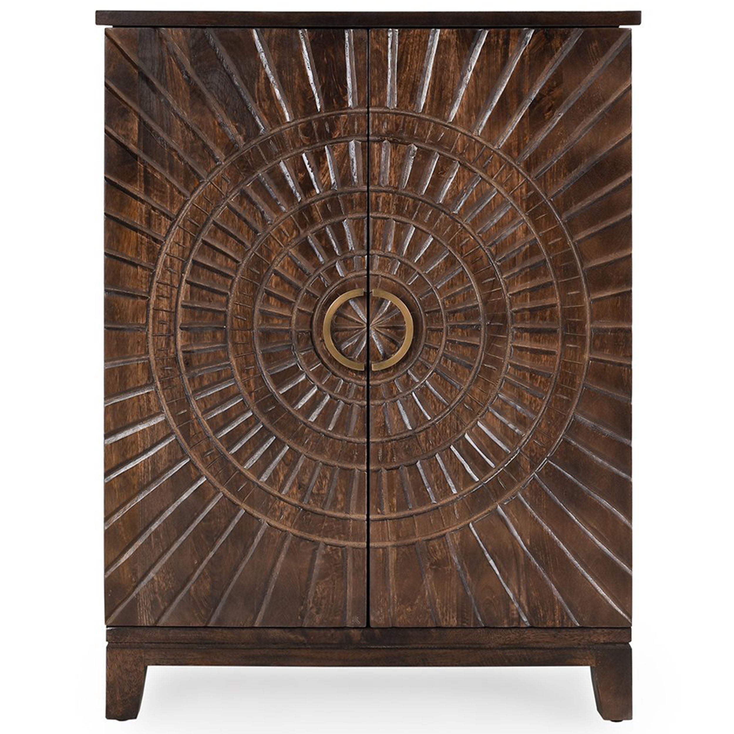 Vivian Solid Wood Bar Cabinet, Bark Brown