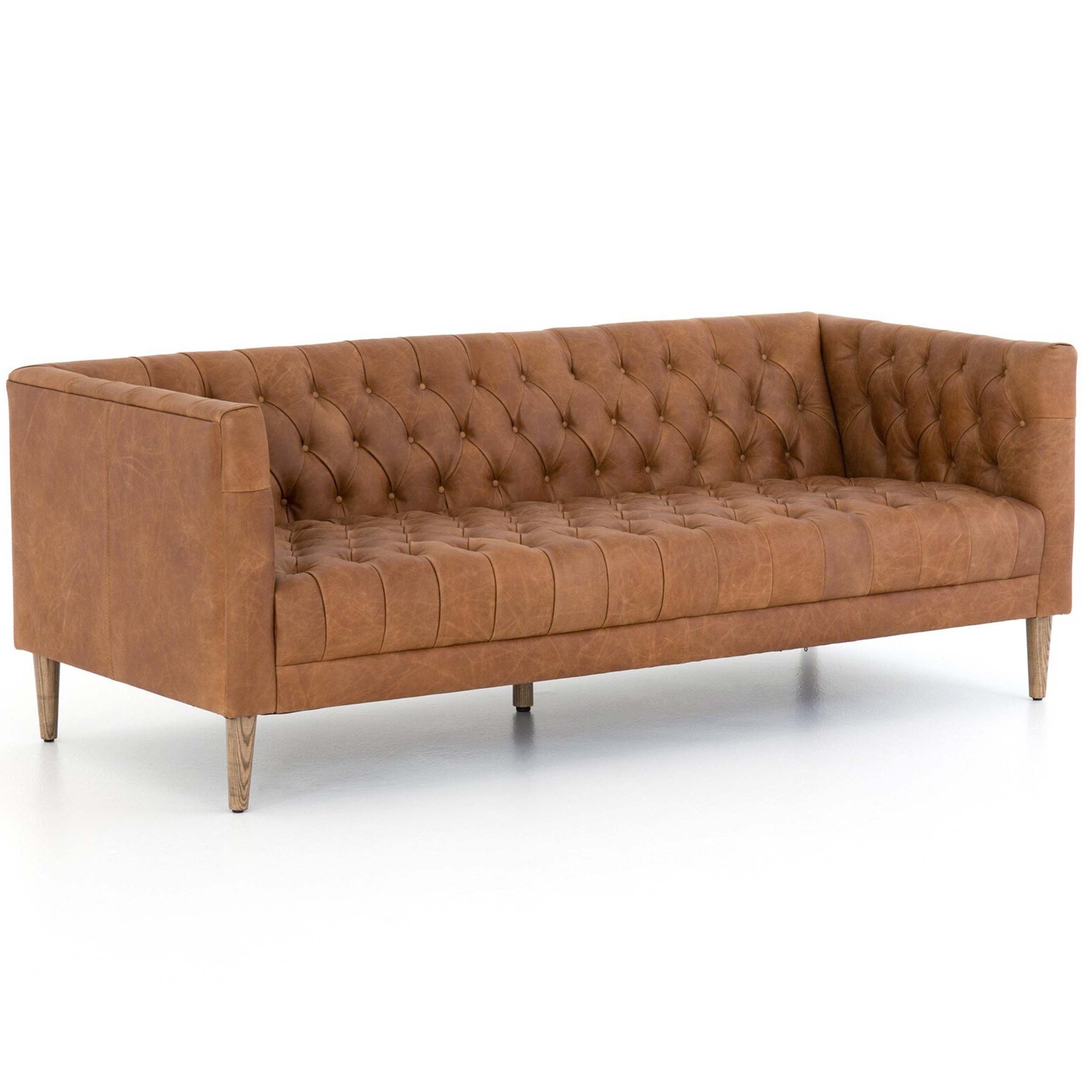 Williams Leather Sofa, Natural Washed Camel