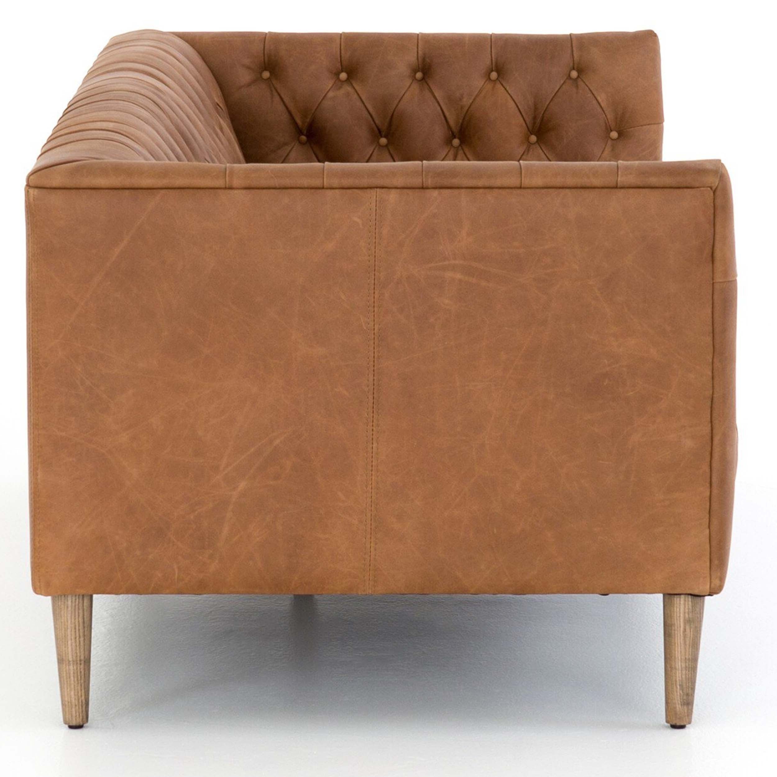 Williams Leather Sofa, Natural Washed Camel