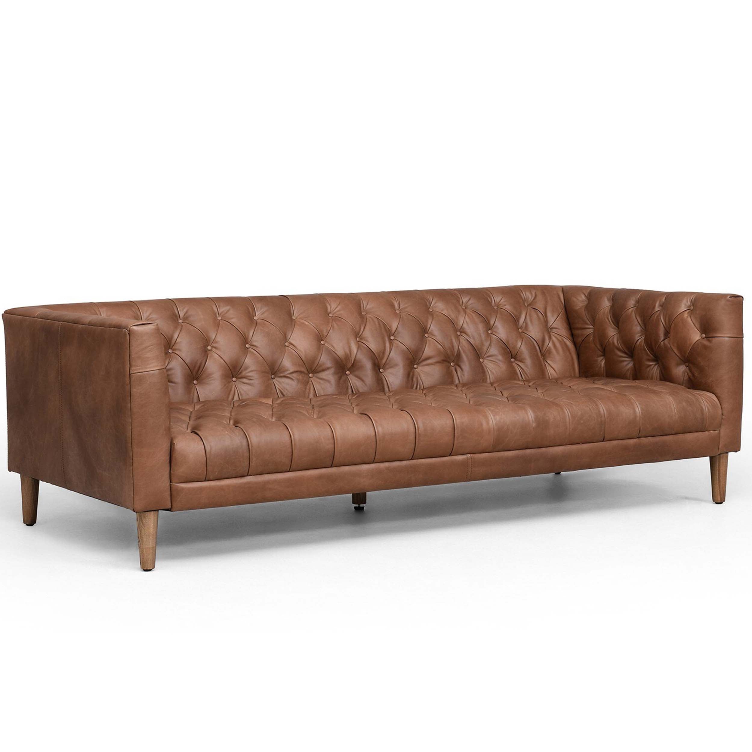 Williams Leather Sofa, Natural Washed Chocolate