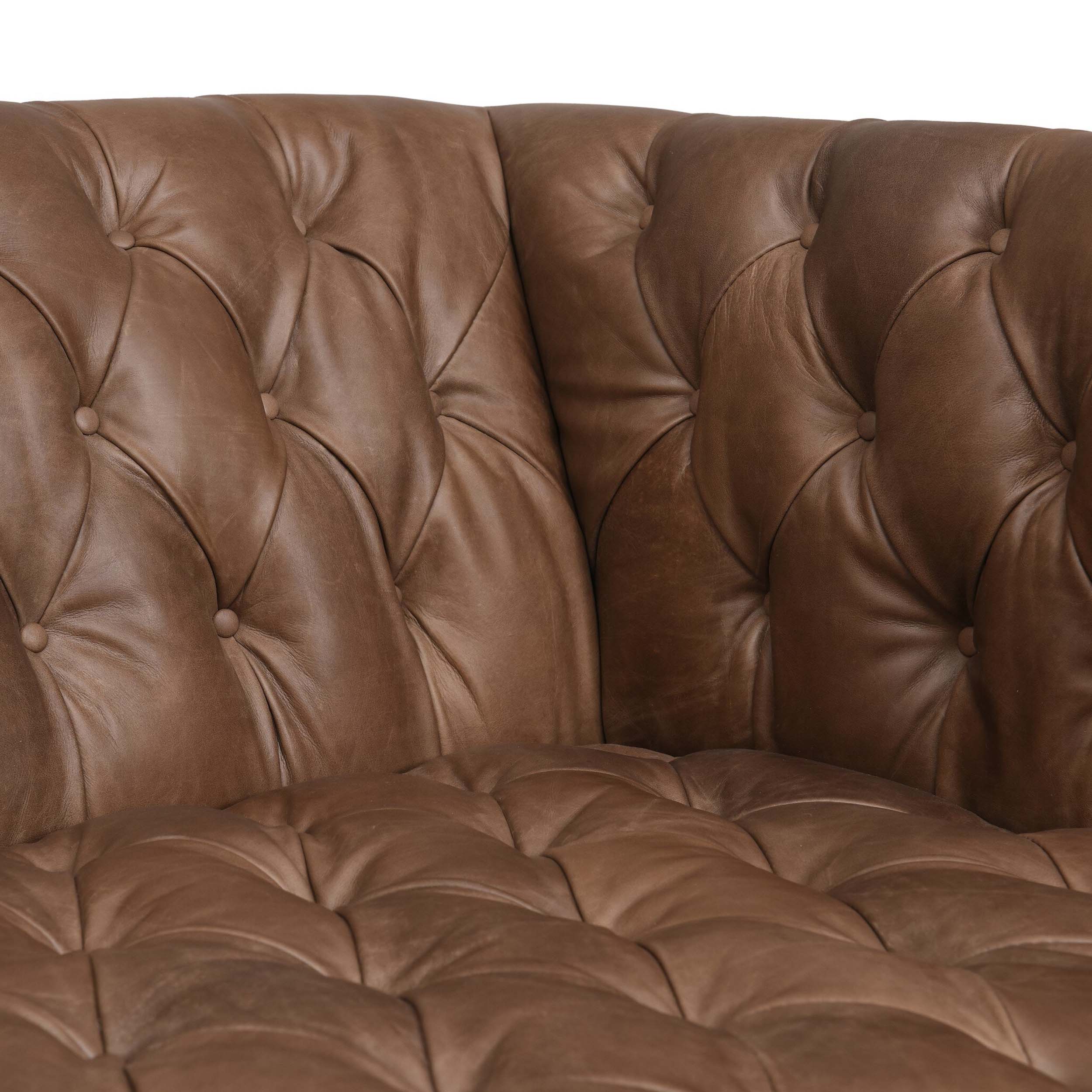 Williams Leather Sofa, Natural Washed Chocolate