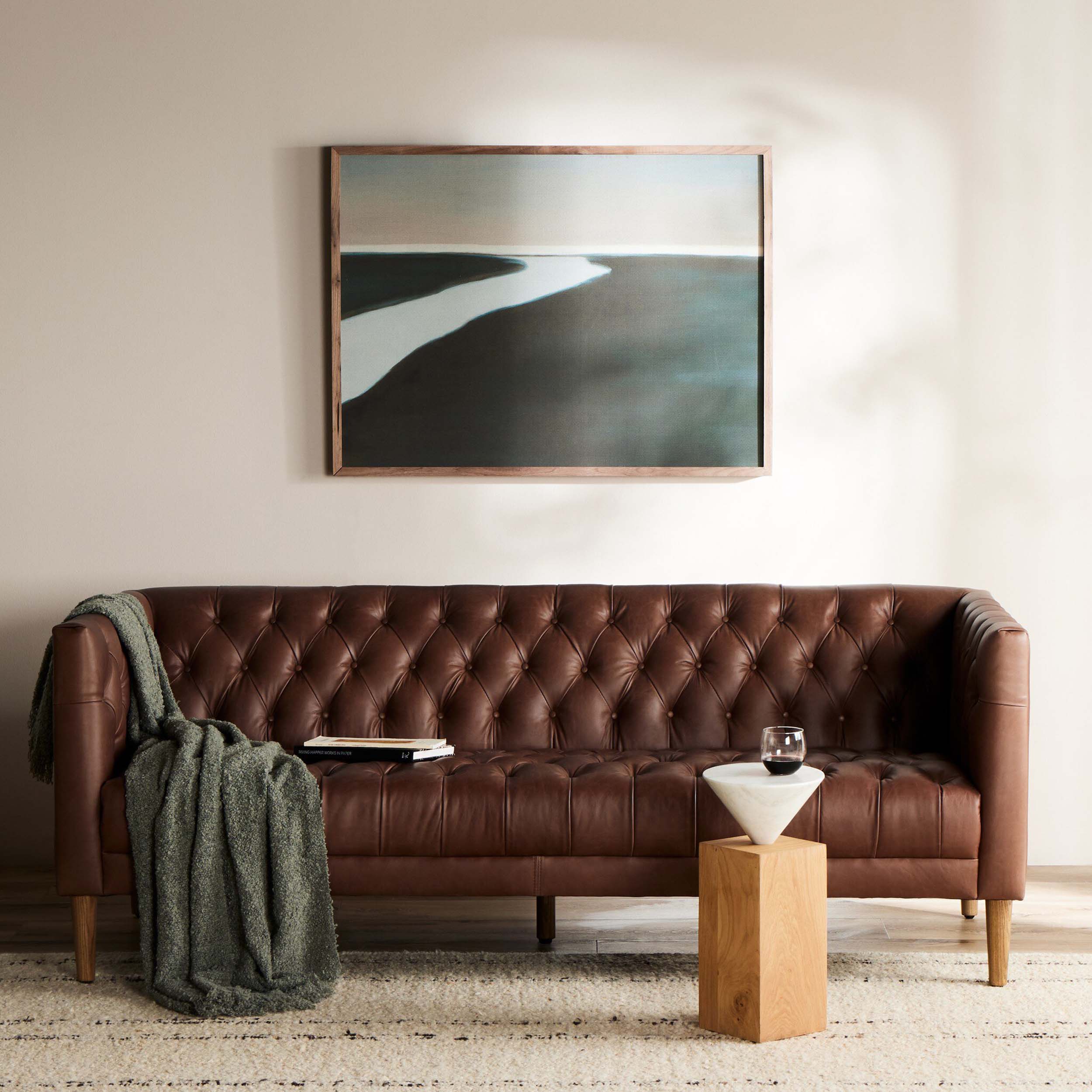 Williams Leather Sofa, Natural Washed Chocolate
